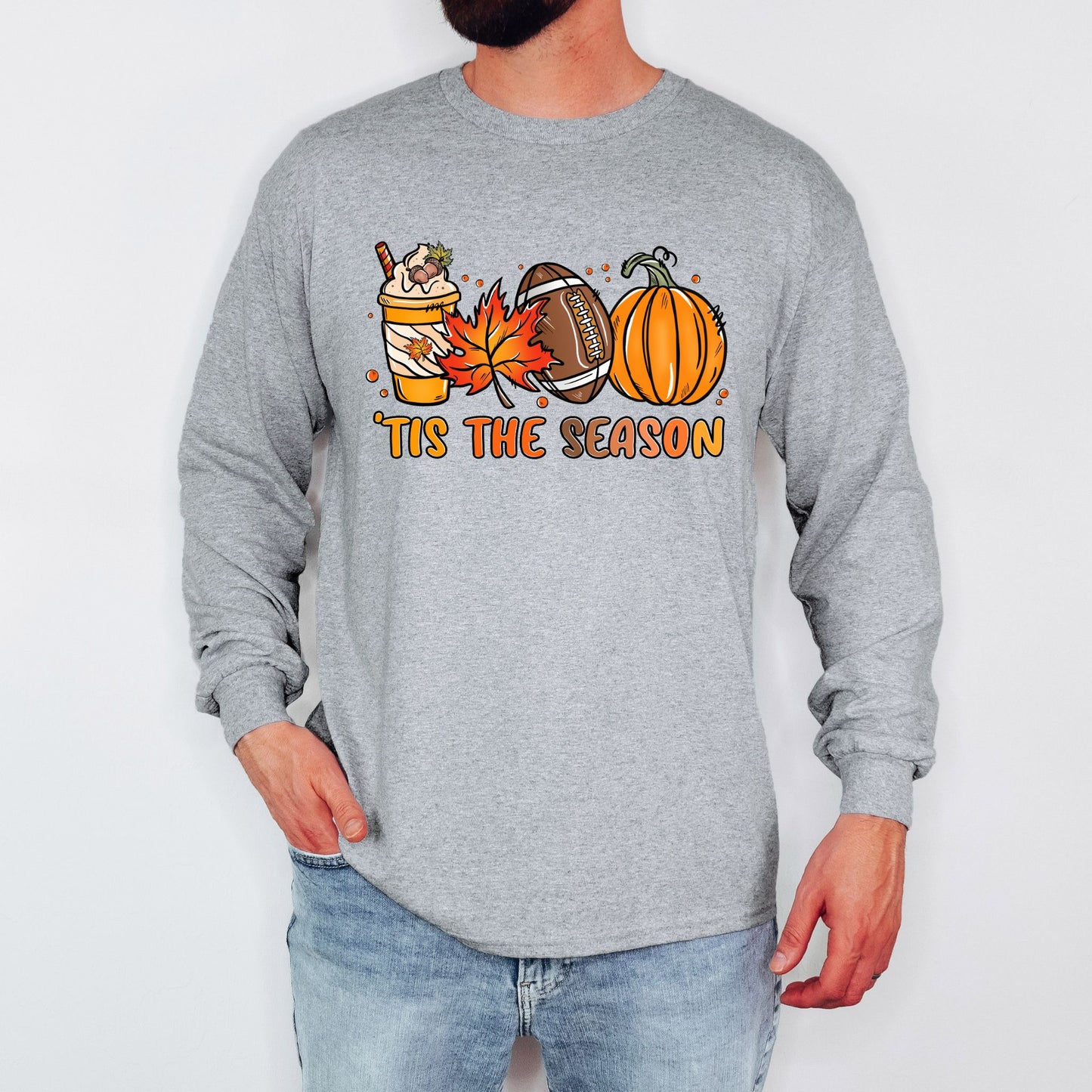 Tis The Season Shirt Pumpkin Patch TShirt Game Day Tee Coffee Lover Gift Fall Shirt Lonmg Sleeve Tee