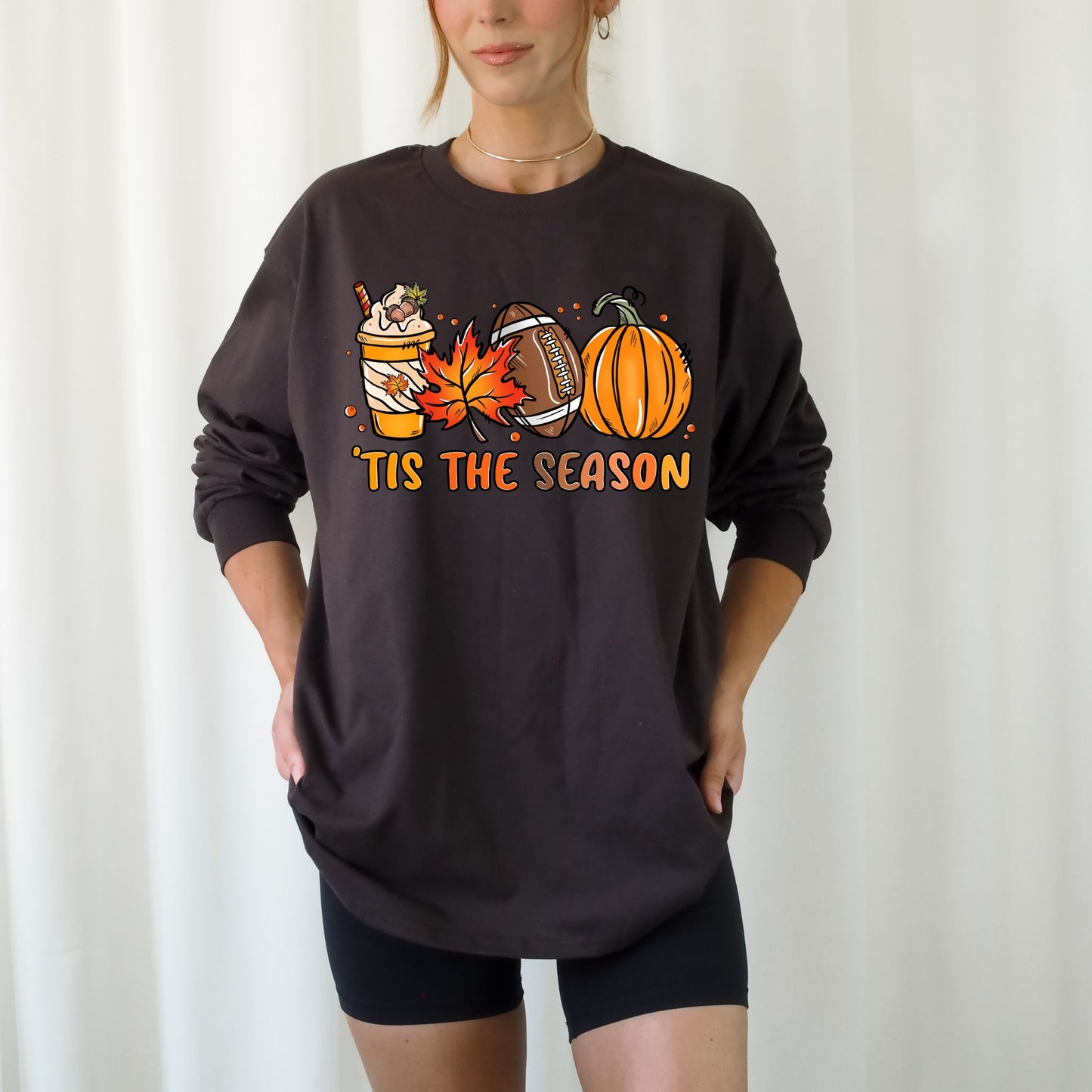 Tis The Season Shirt Pumpkin Patch TShirt Game Day Tee Coffee Lover Gift Fall Shirt Lonmg Sleeve Tee