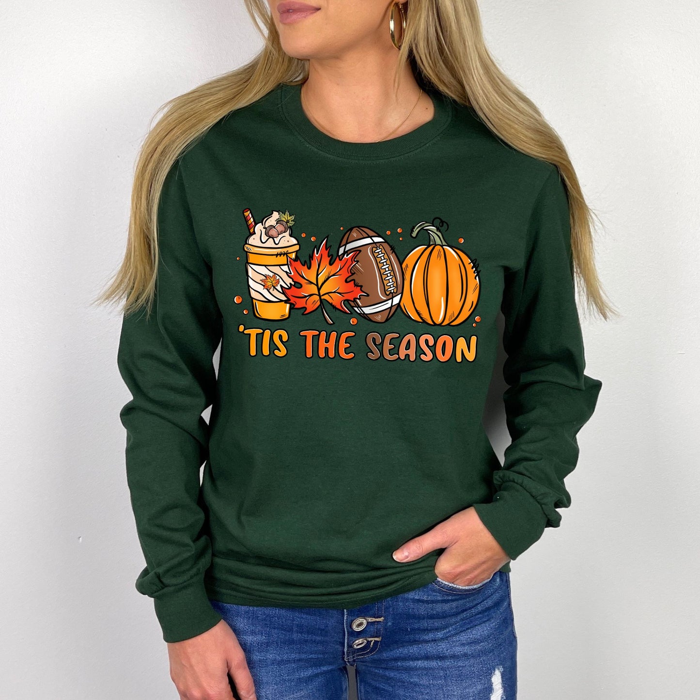 Tis The Season Shirt Pumpkin Patch TShirt Game Day Tee Coffee Lover Gift Fall Shirt Lonmg Sleeve Tee