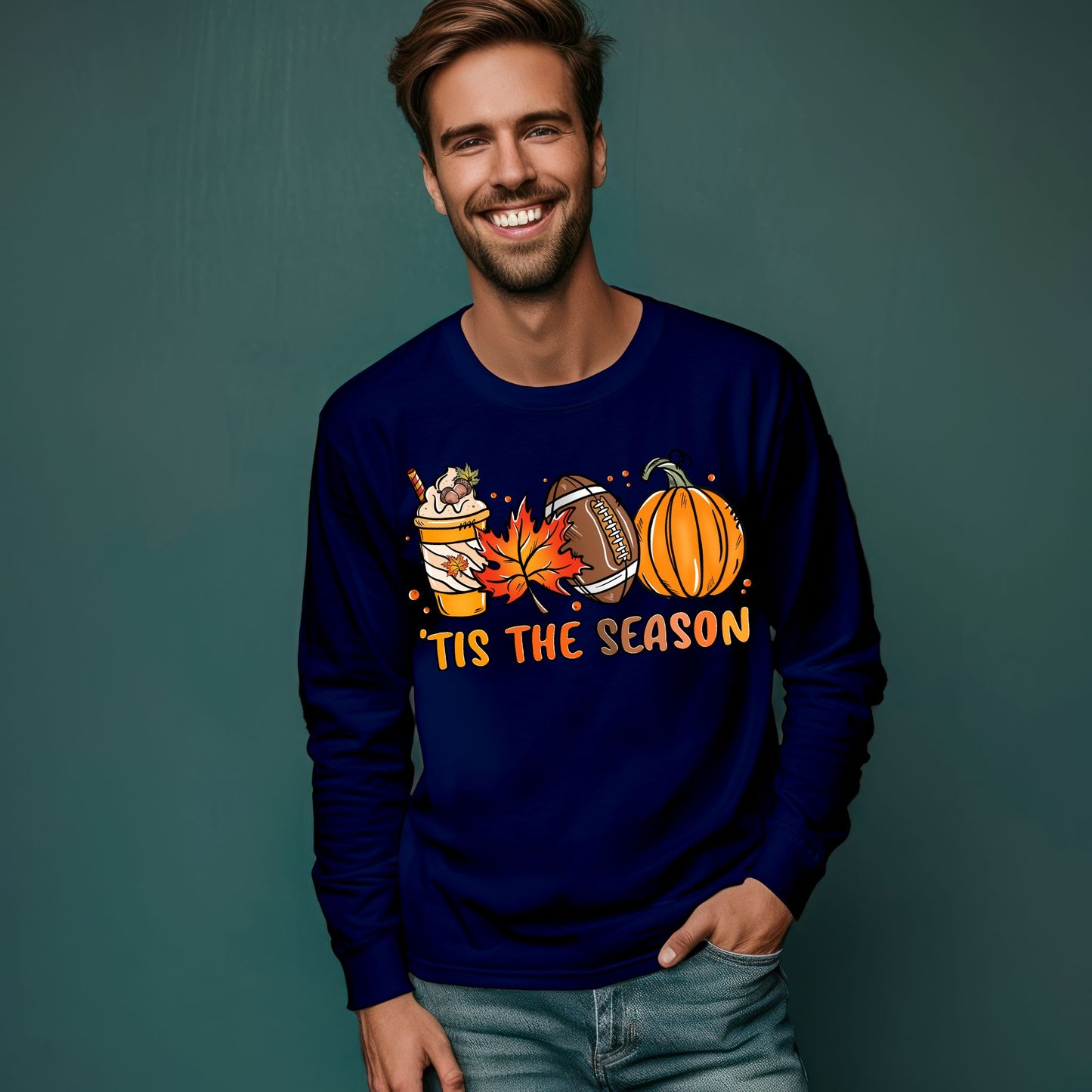 Tis The Season Shirt Pumpkin Patch TShirt Game Day Tee Coffee Lover Gift Fall Shirt Lonmg Sleeve Tee