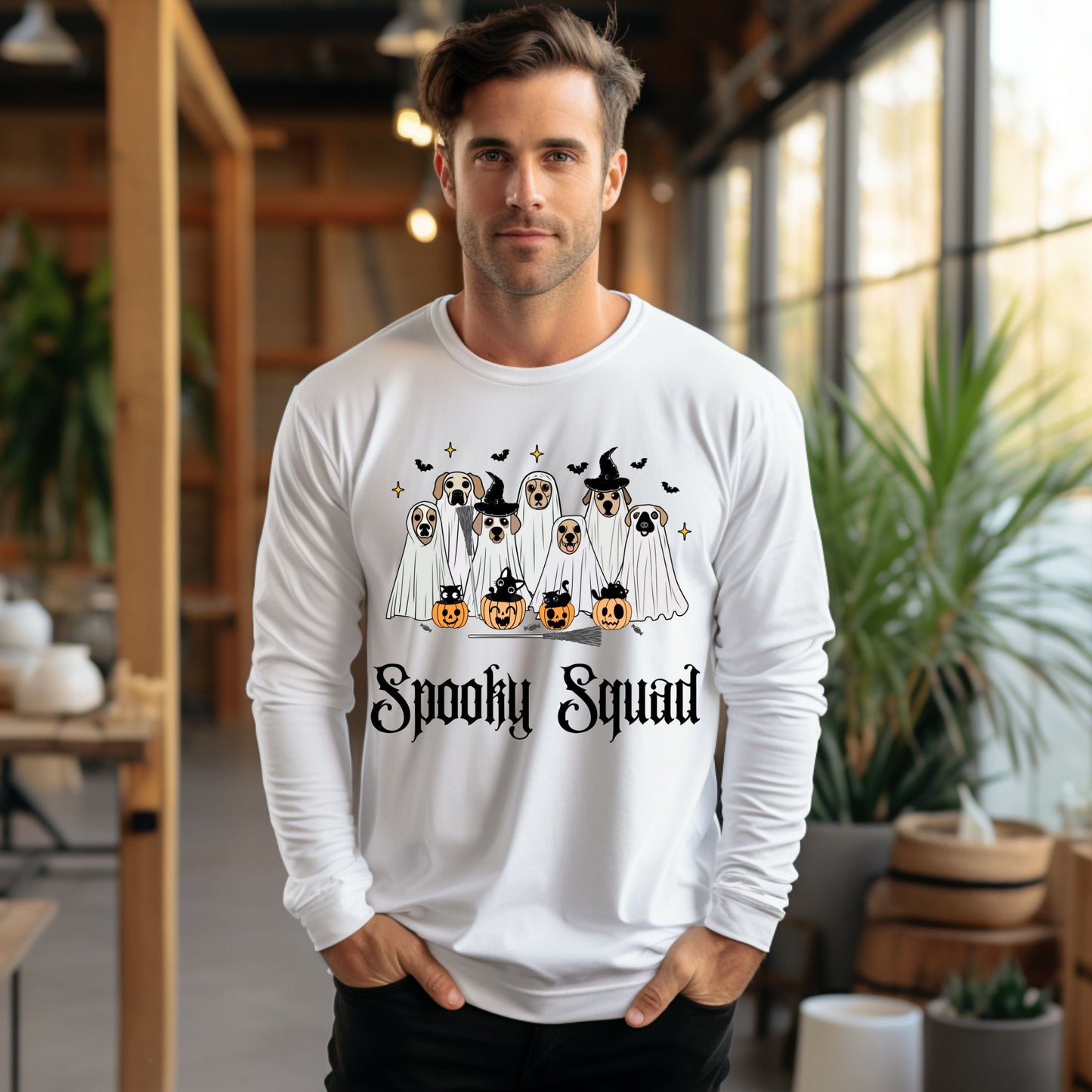 Spooky Squad Shirt Funny Halloween Tee Pet Lover Gift Cute Trick or Treat Tshirt Cute Halloween Top Ghost Shirt Long Sleeve Tee