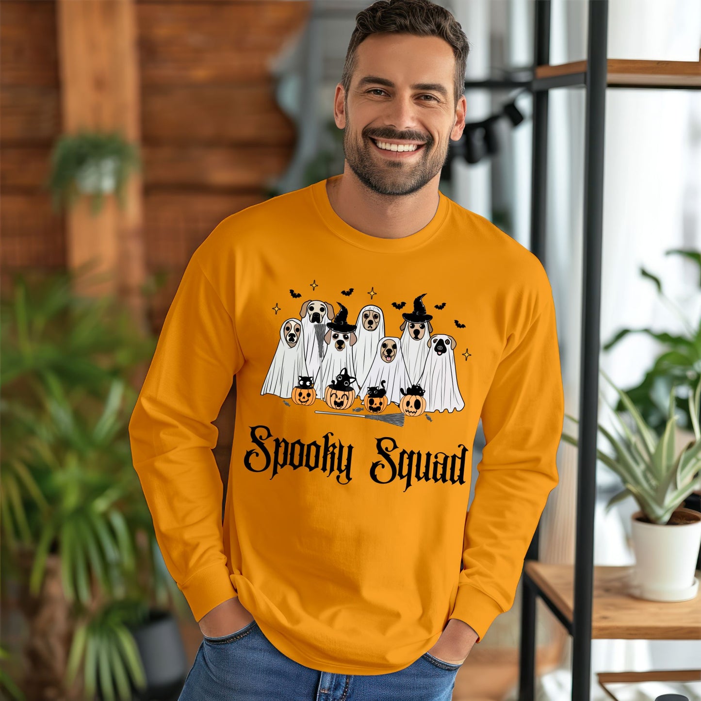 Spooky Squad Shirt Funny Halloween Tee Pet Lover Gift Cute Trick or Treat Tshirt Cute Halloween Top Ghost Shirt Long Sleeve Tee