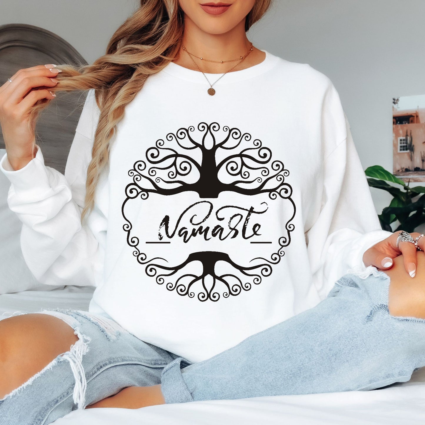 Namaste Shirt Tree Of Life Shirt Meditation Gift Yoga Shirt Meditation Shirt Yoga Gift Long Sleeve Tee