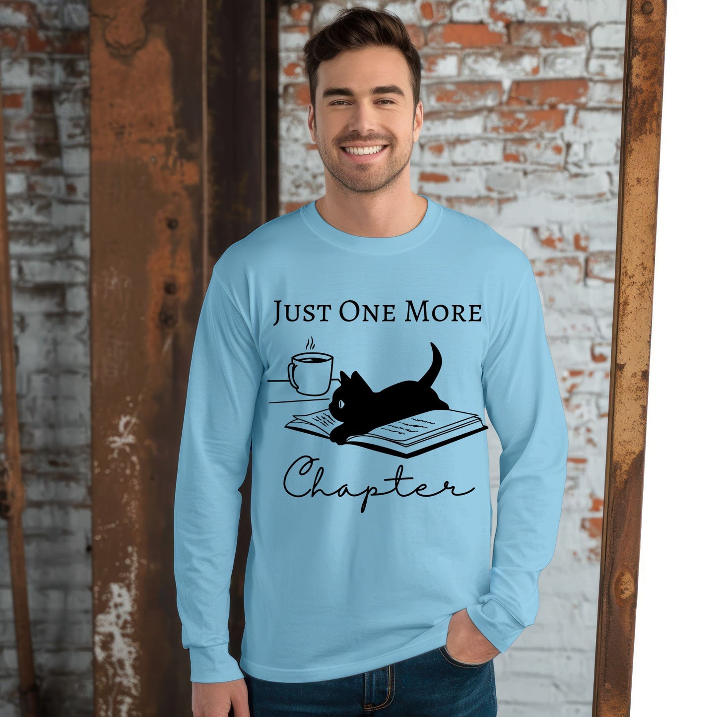 Just One More Chapter Tshirt Reading Shirt For Book Lover Gifts Bookish Gifts Cat Lover Tee Black Cat Gifts Long Sleeve Tee