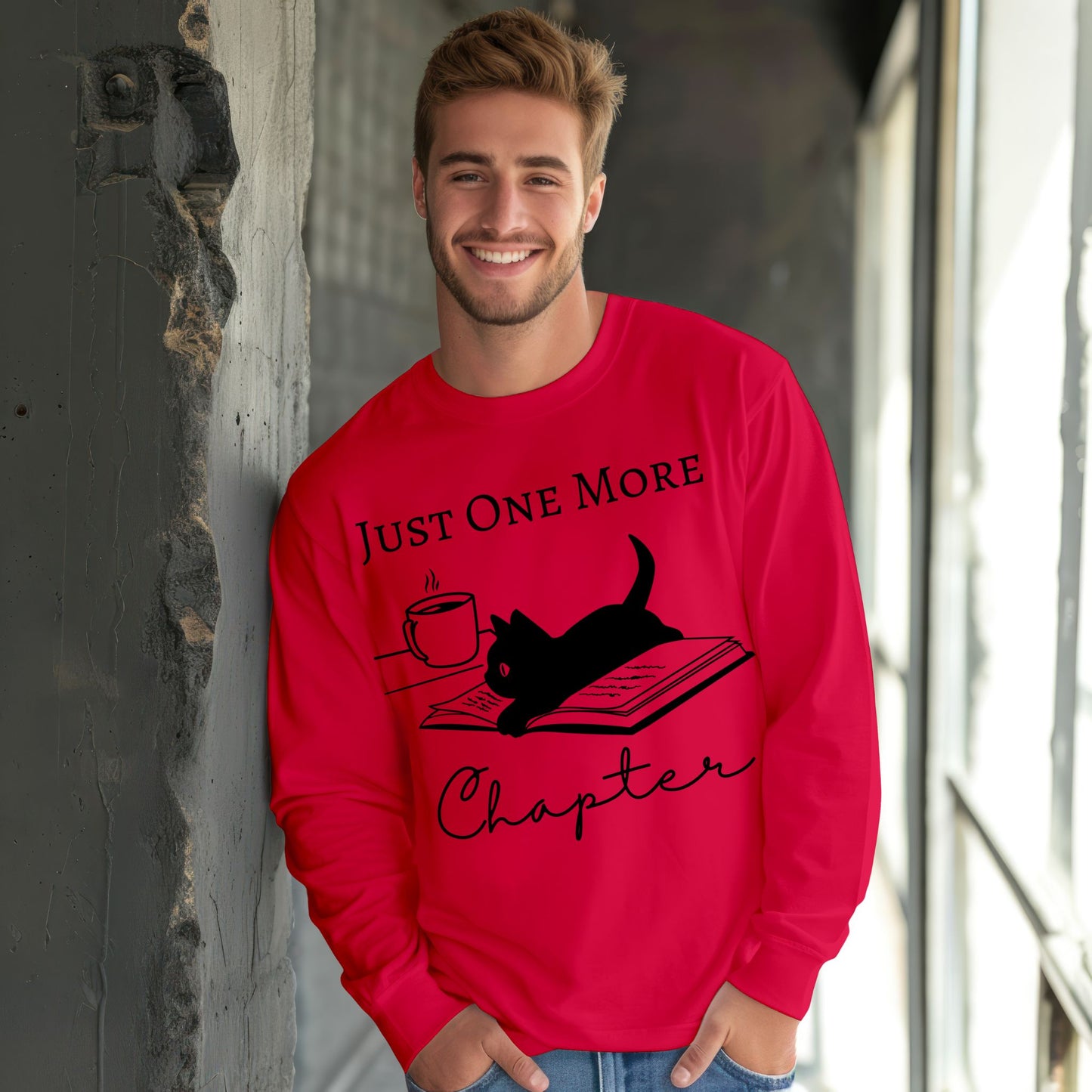 Just One More Chapter Tshirt Reading Shirt For Book Lover Gifts Bookish Gifts Cat Lover Tee Black Cat Gifts Long Sleeve Tee