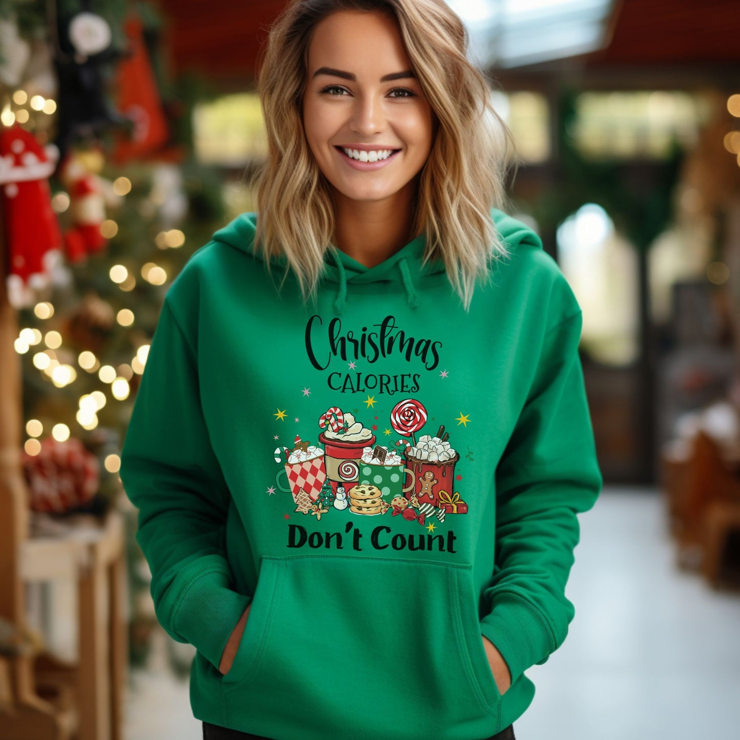 Christmas Calories Don't Count Hoodie Funny Christmas Sweatshirt Holiday Shirt Christmas Hoodie