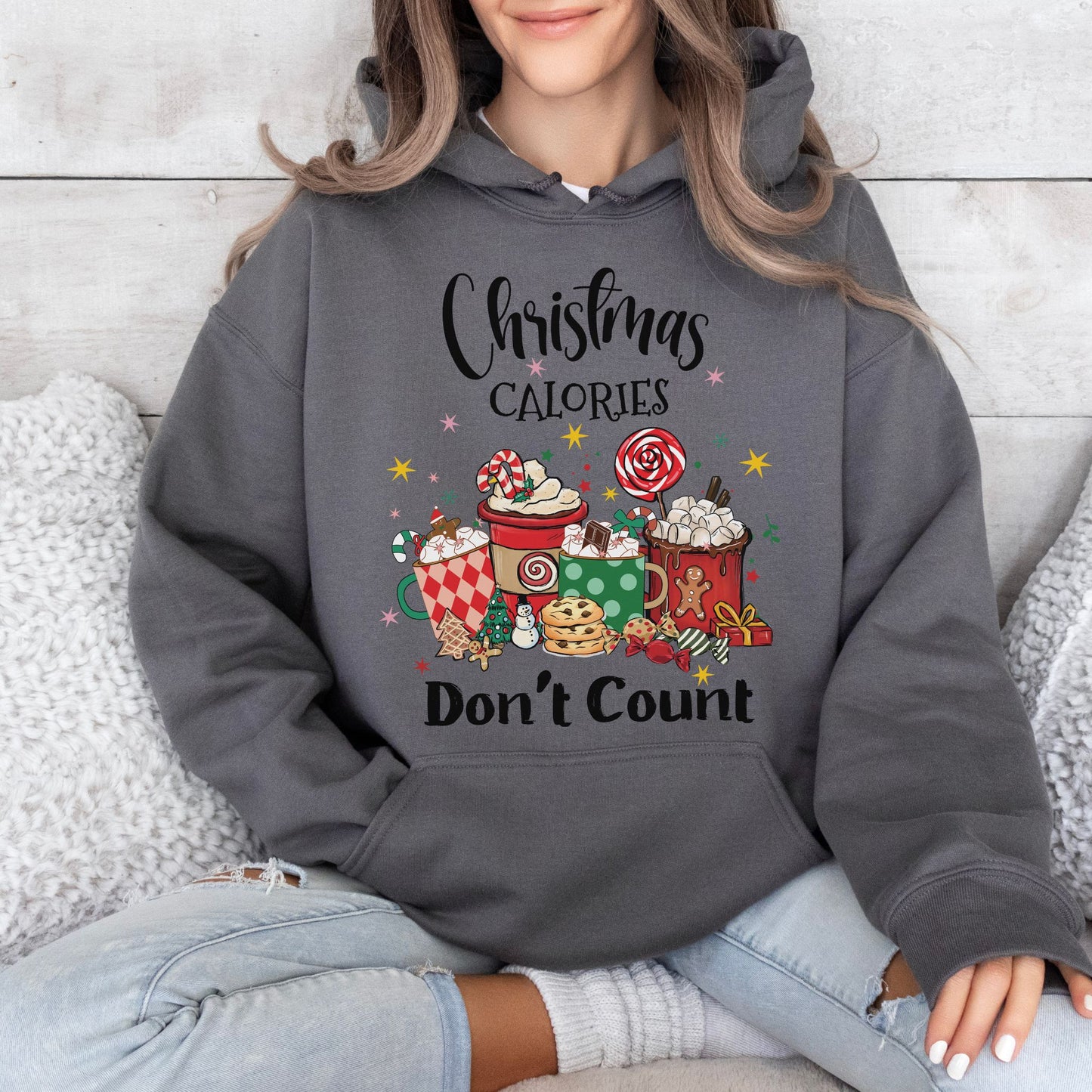 Christmas Calories Don't Count Hoodie Funny Christmas Sweatshirt Holiday Shirt Christmas Hoodie