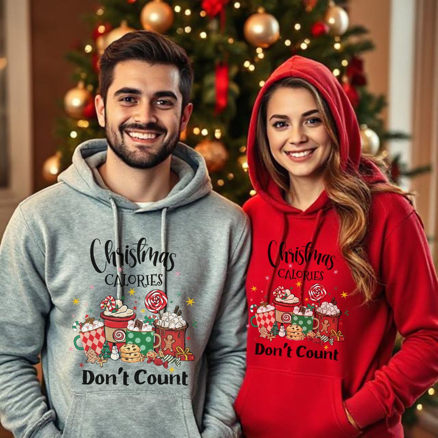 Christmas Calories Don't Count Hoodie Funny Christmas Sweatshirt Holiday Shirt Christmas Hoodie
