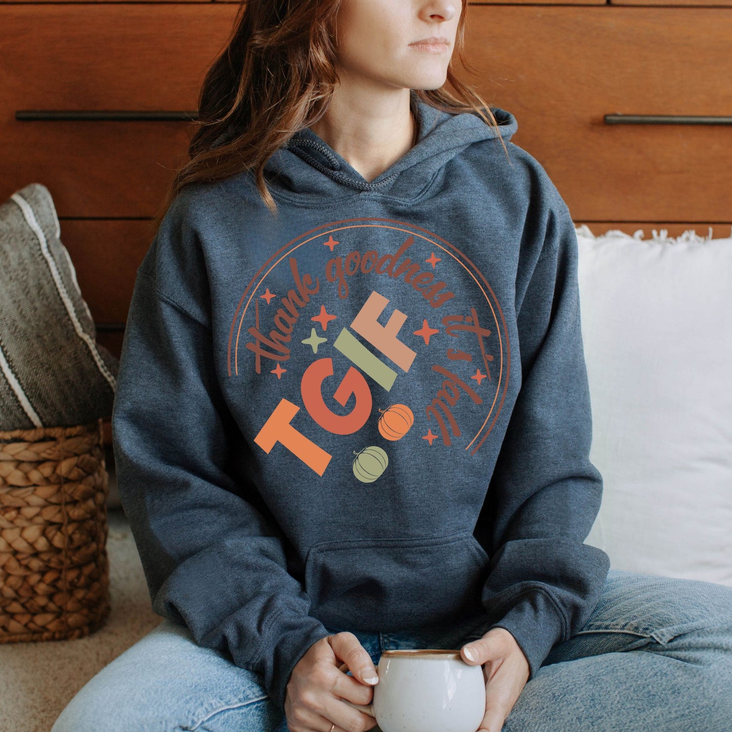 Autumn Vibes Hoodie TGIF Thank Goodness It's Fall Sweatshirt Gift For Autumn Fall Vibes Shirt