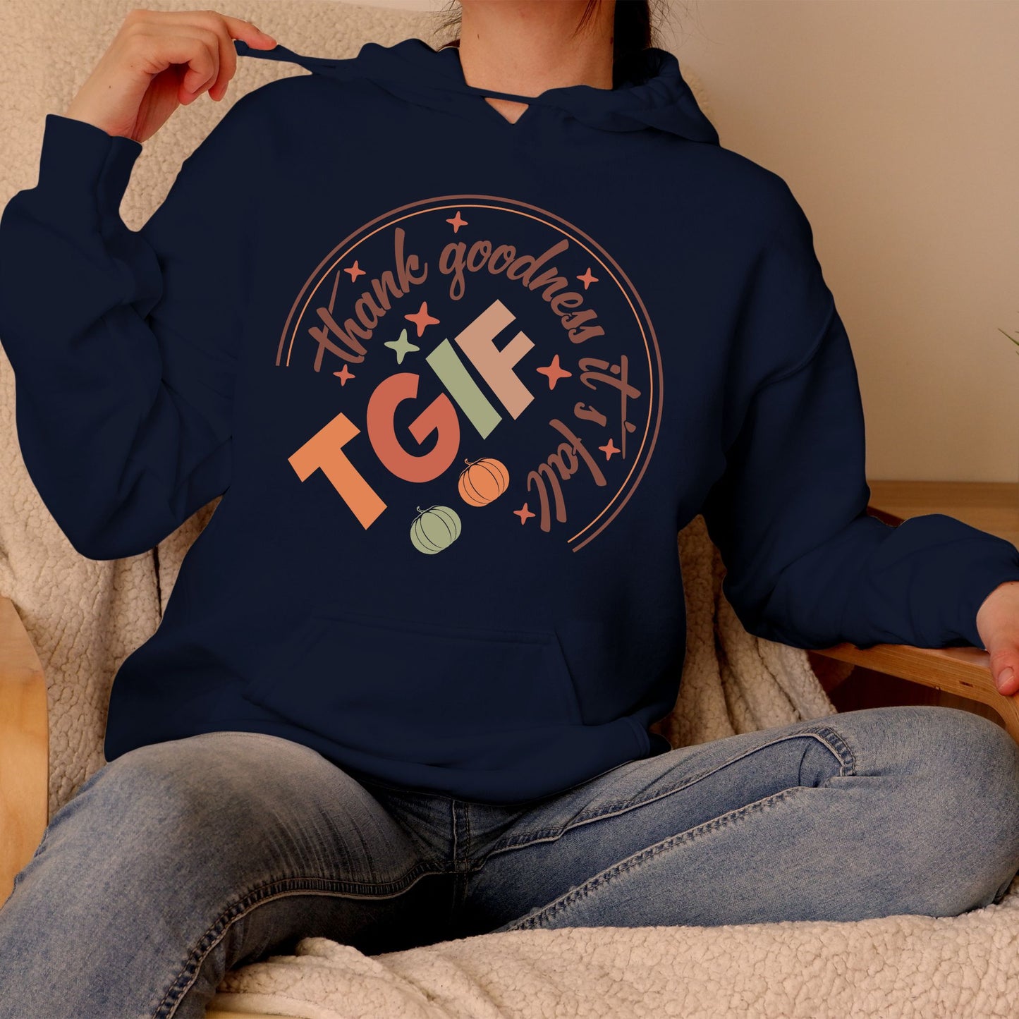 Autumn Vibes Hoodie TGIF Thank Goodness It's Fall Sweatshirt Gift For Autumn Fall Vibes Shirt