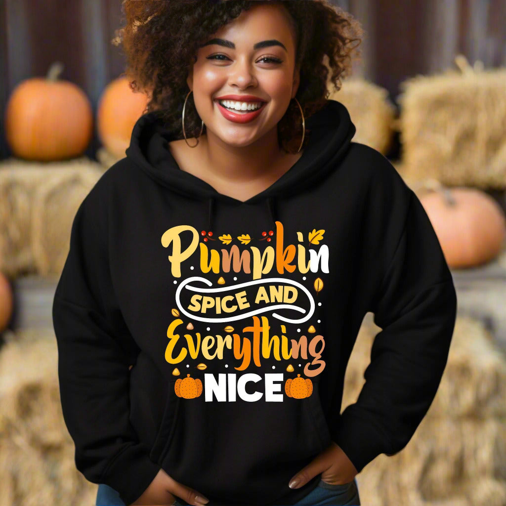 Pumpkin Spice and Everything Nice Hoodie Cute Fall Sweatshirt Autumn Graphic Shirt for Pumpkin Lovers
