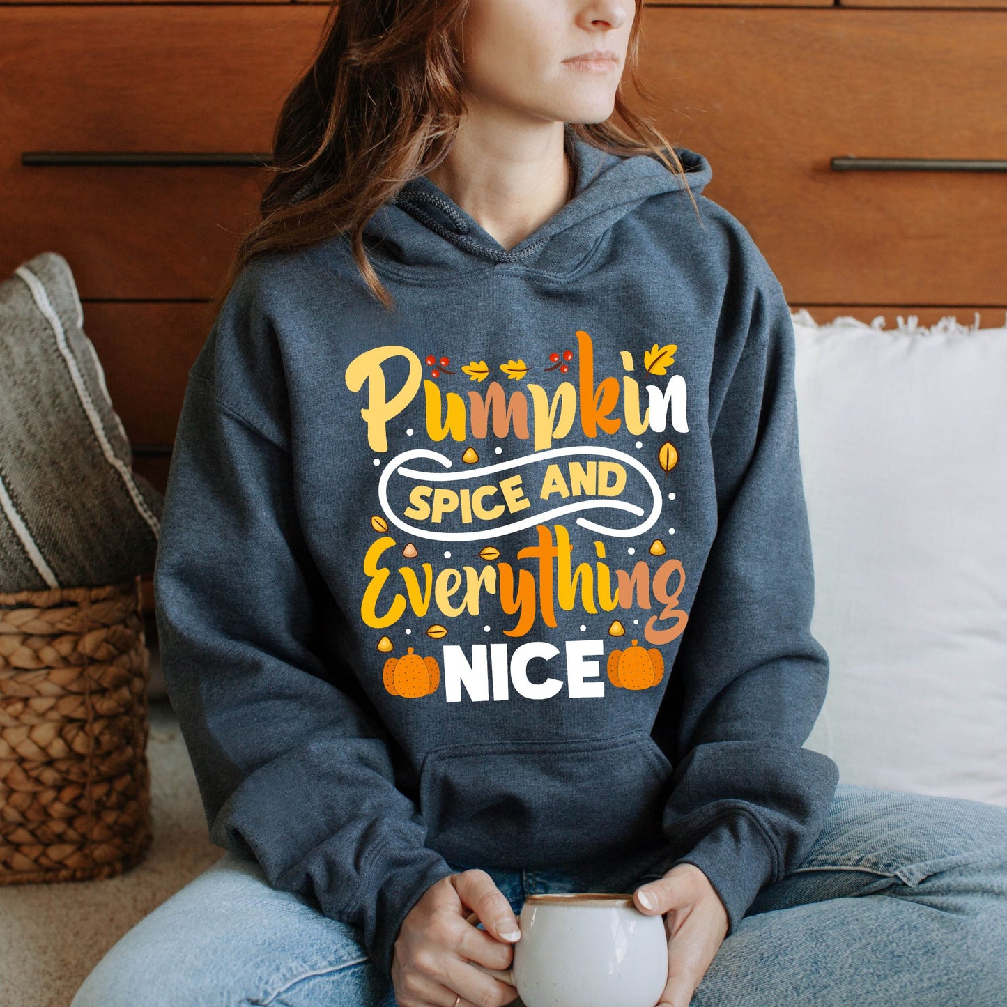 Pumpkin Spice and Everything Nice Hoodie Cute Fall Sweatshirt Autumn Graphic Shirt for Pumpkin Lovers