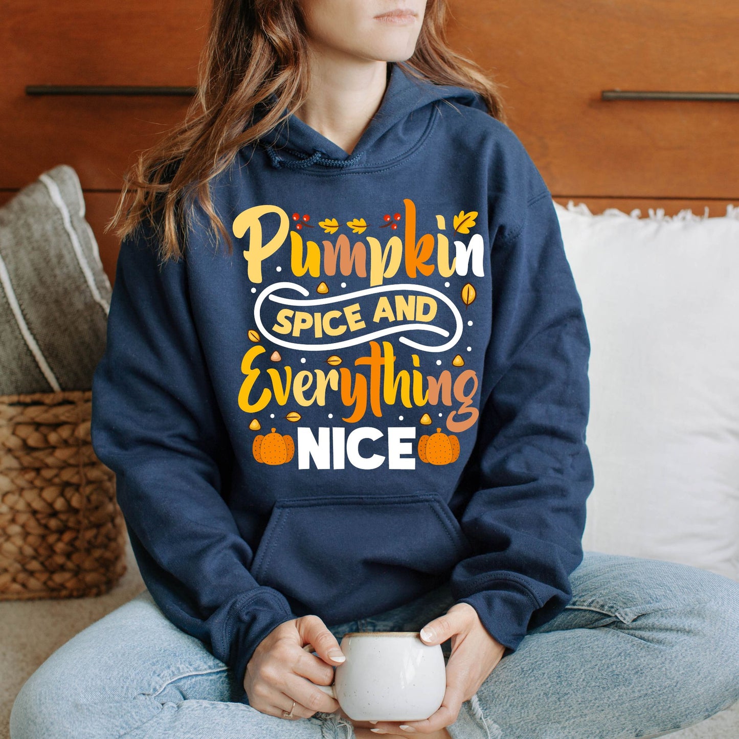 Pumpkin Spice and Everything Nice Hoodie Cute Fall Sweatshirt Autumn Graphic Shirt for Pumpkin Lovers