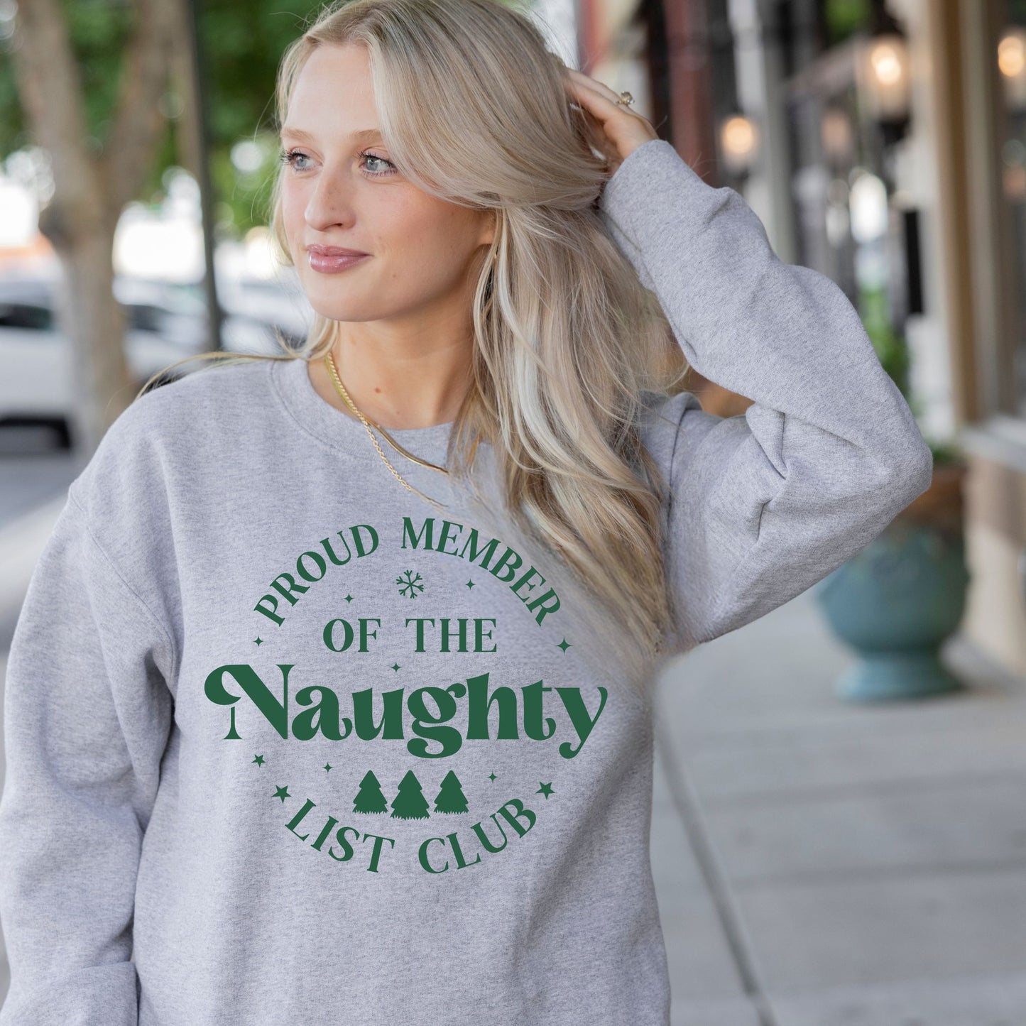 Funny Christmas Sweatshirt Proud Member of the Naughty List Club Shirt Holiday Gift for Men & Women