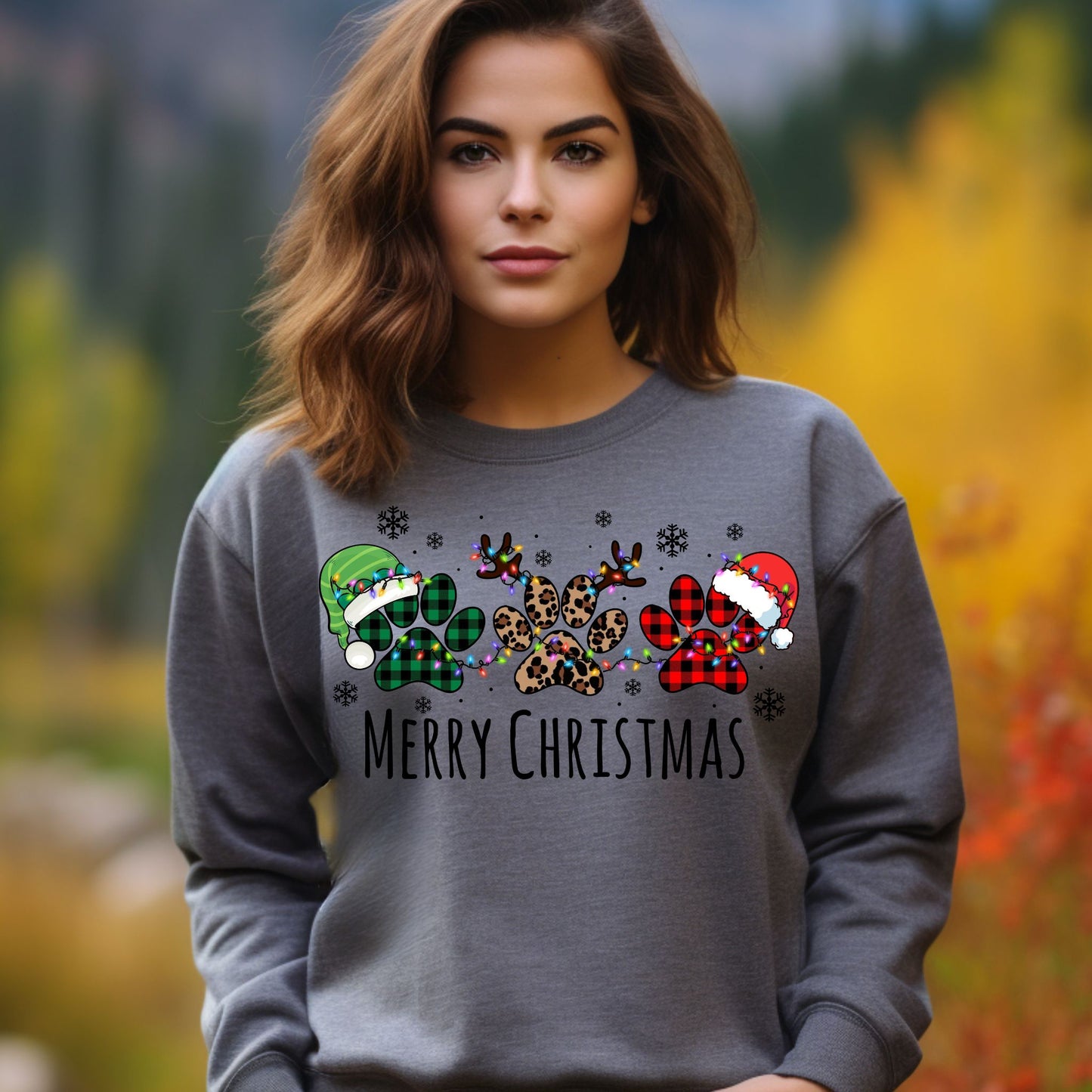 Pawprint Christmas Sweatshirt Merry Christmas Shirt Pet Lover Christmas Sweatshirt Festive Holiday Shirt