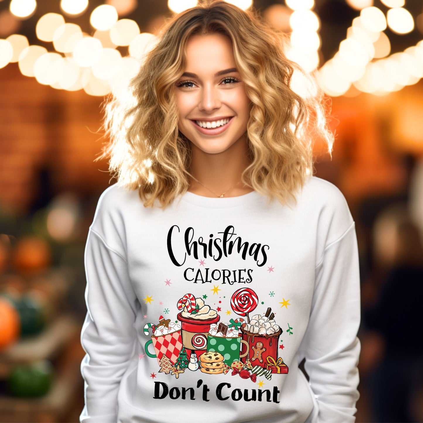 Christmas Calories Don't Count Sweatshirt Funny Christmas Shirt Holiday Crewneck Shirt Christmas Sweatshirt