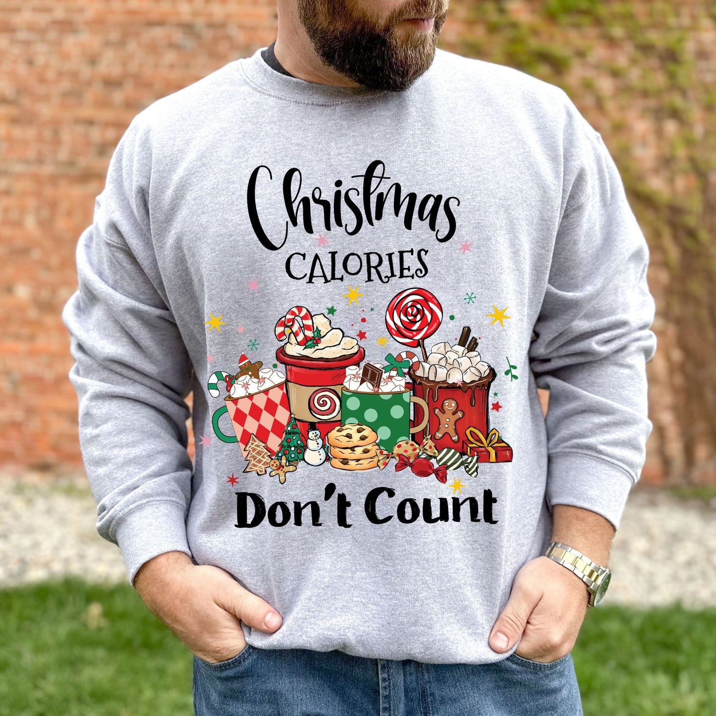 Christmas Calories Don't Count Sweatshirt Funny Christmas Shirt Holiday Crewneck Shirt Christmas Sweatshirt