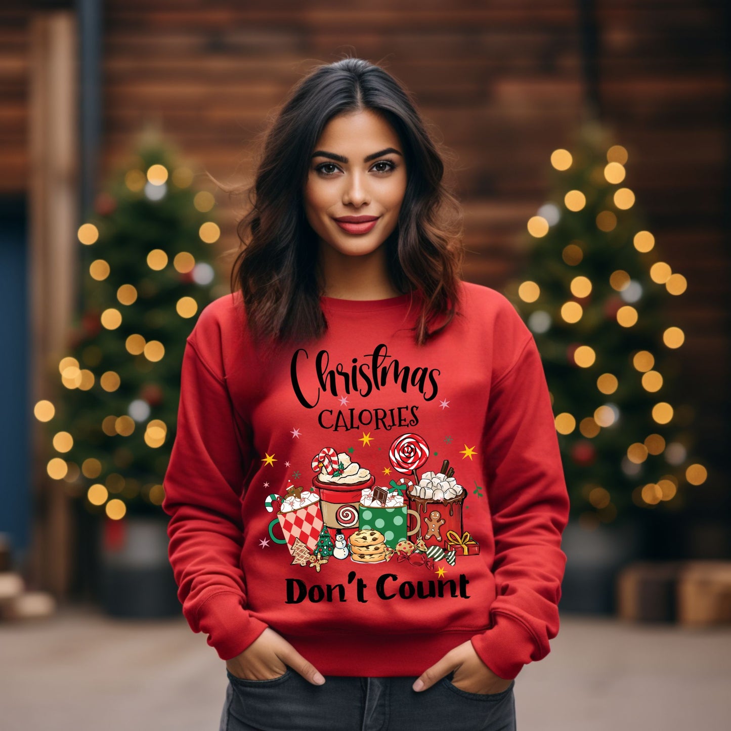Christmas Calories Don't Count Sweatshirt Funny Christmas Shirt Holiday Crewneck Shirt Christmas Sweatshirt