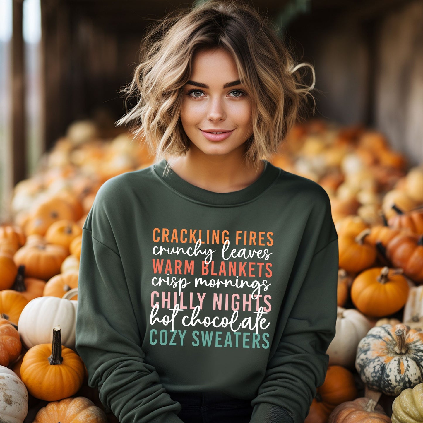 Cozy Fall Vibes Sweatshirt Autumn Text Graphic Shirt Fall Lovers Shirt Crackling Fires and Cozy Sweaters Sweatshirt Fall Lover Gift