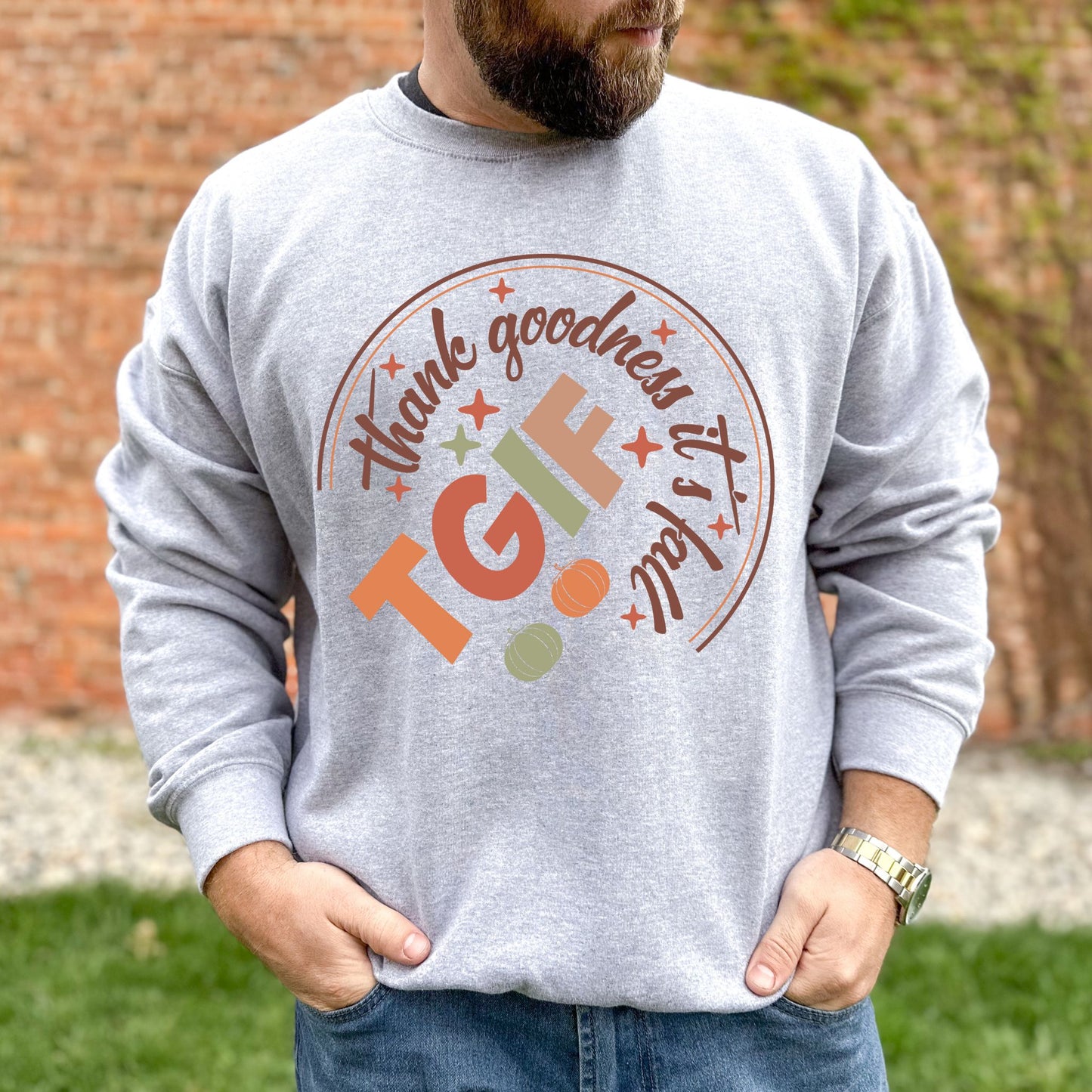 Autumn Vibes Sweatshirt TGIF Thank Goodness It's Fall Shirt Gift For Autumn Fall Vibes Sweatshirt