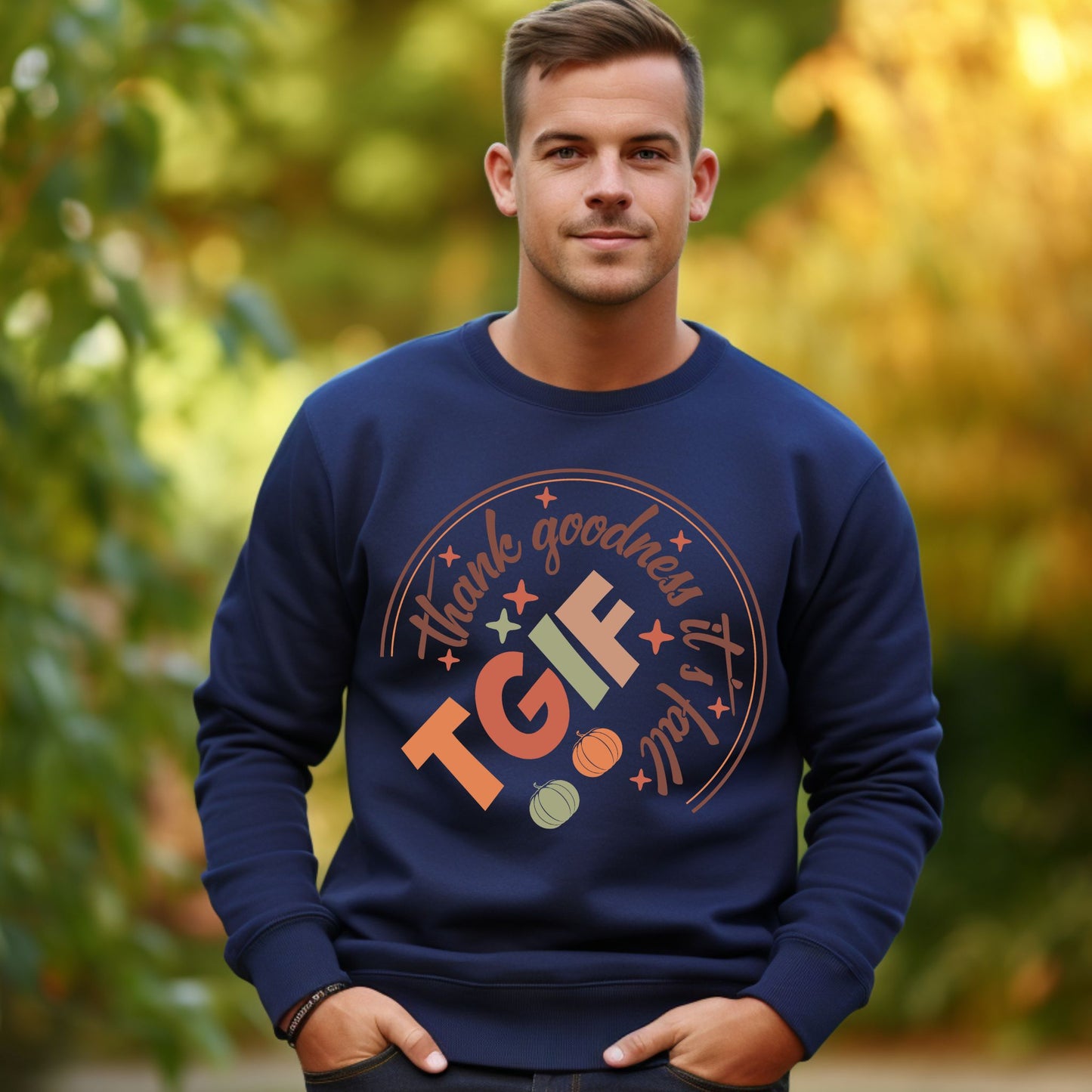 Autumn Vibes Sweatshirt TGIF Thank Goodness It's Fall Shirt Gift For Autumn Fall Vibes Sweatshirt