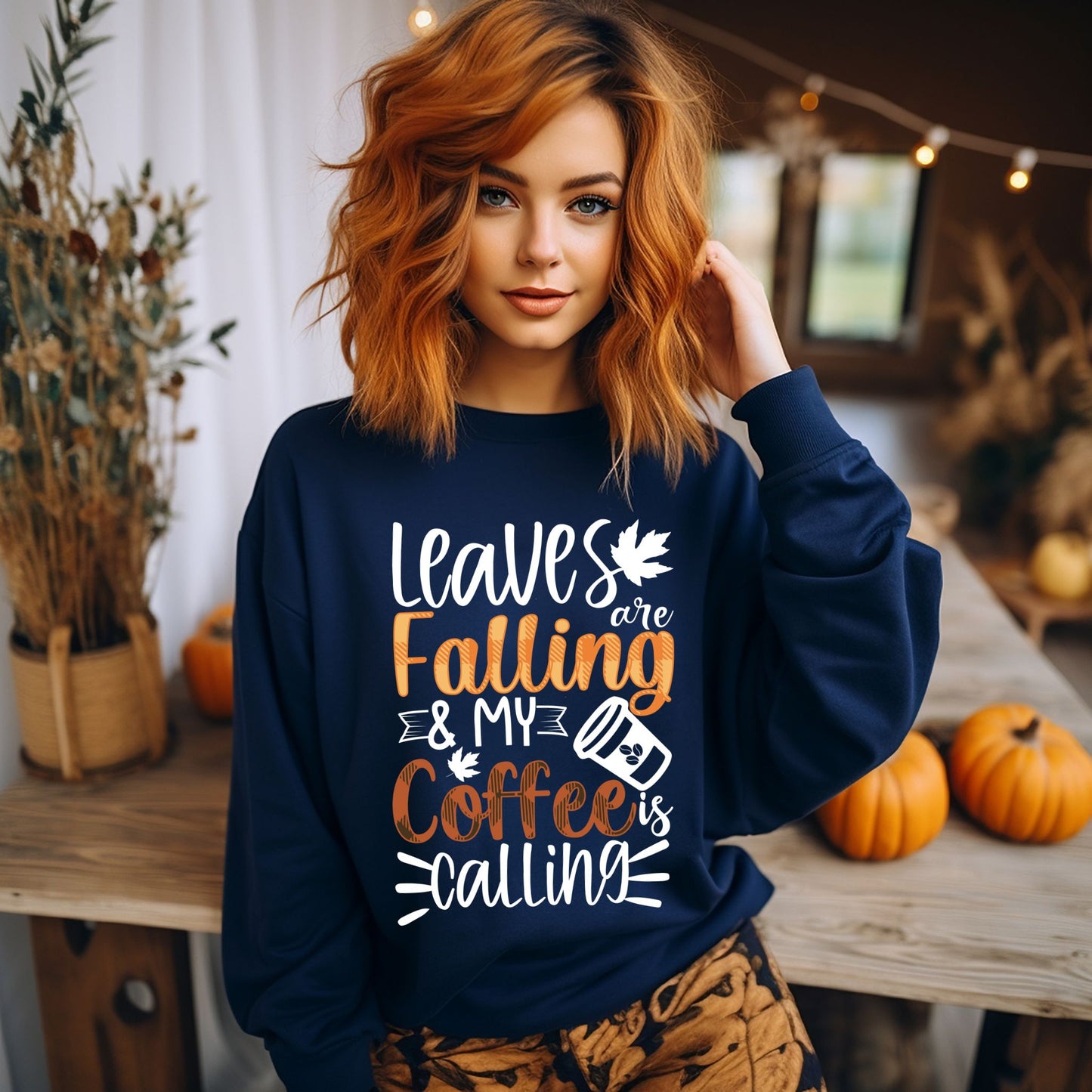 Leaves Are Falling and My Coffee Is Calling Shirt Fall Coffee Lover Sweatshirt Fall Vibes Shirt