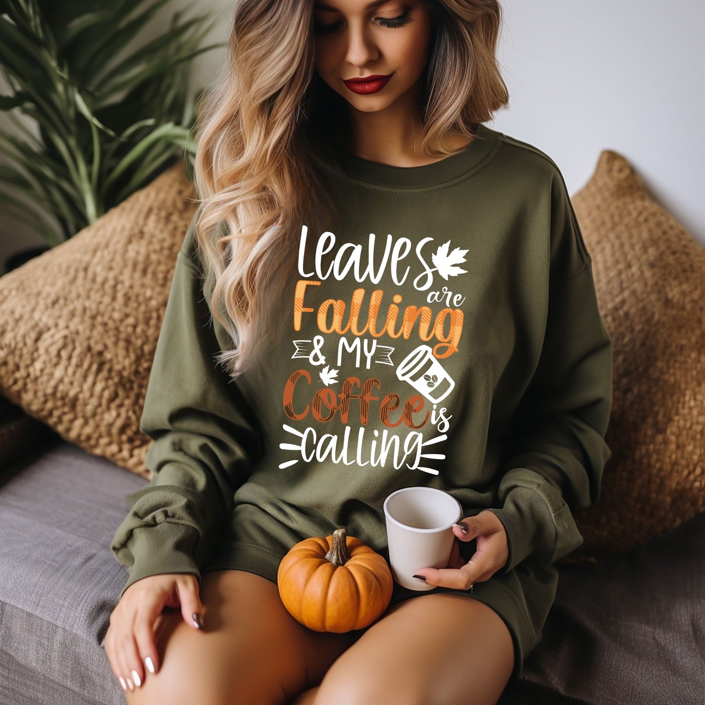 Leaves Are Falling and My Coffee Is Calling Shirt Fall Coffee Lover Sweatshirt Fall Vibes Shirt