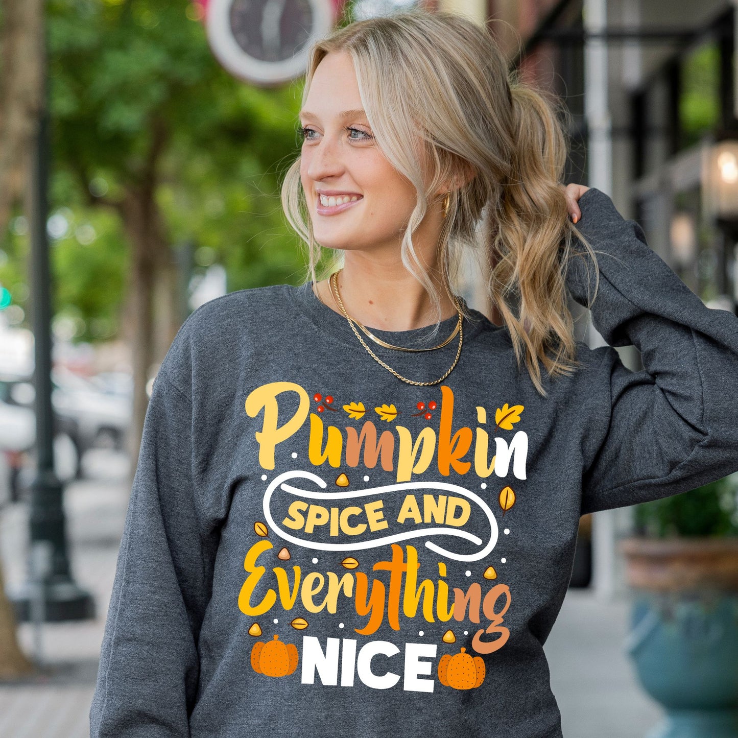 Pumpkin Spice and Everything Nice Shirt Cute Fall Sweatshirt Autumn Graphic Shirt for Pumpkin Lovers