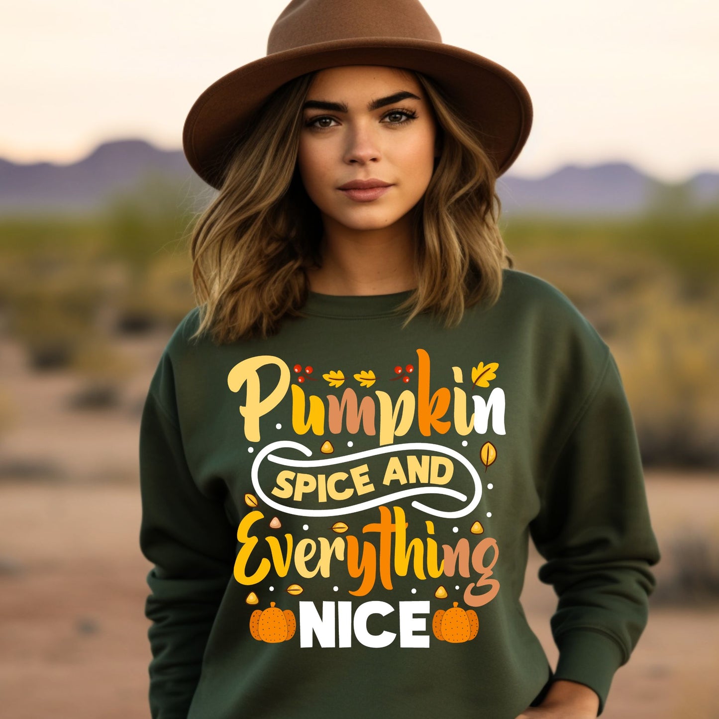 Pumpkin Spice and Everything Nice Shirt Cute Fall Sweatshirt Autumn Graphic Shirt for Pumpkin Lovers