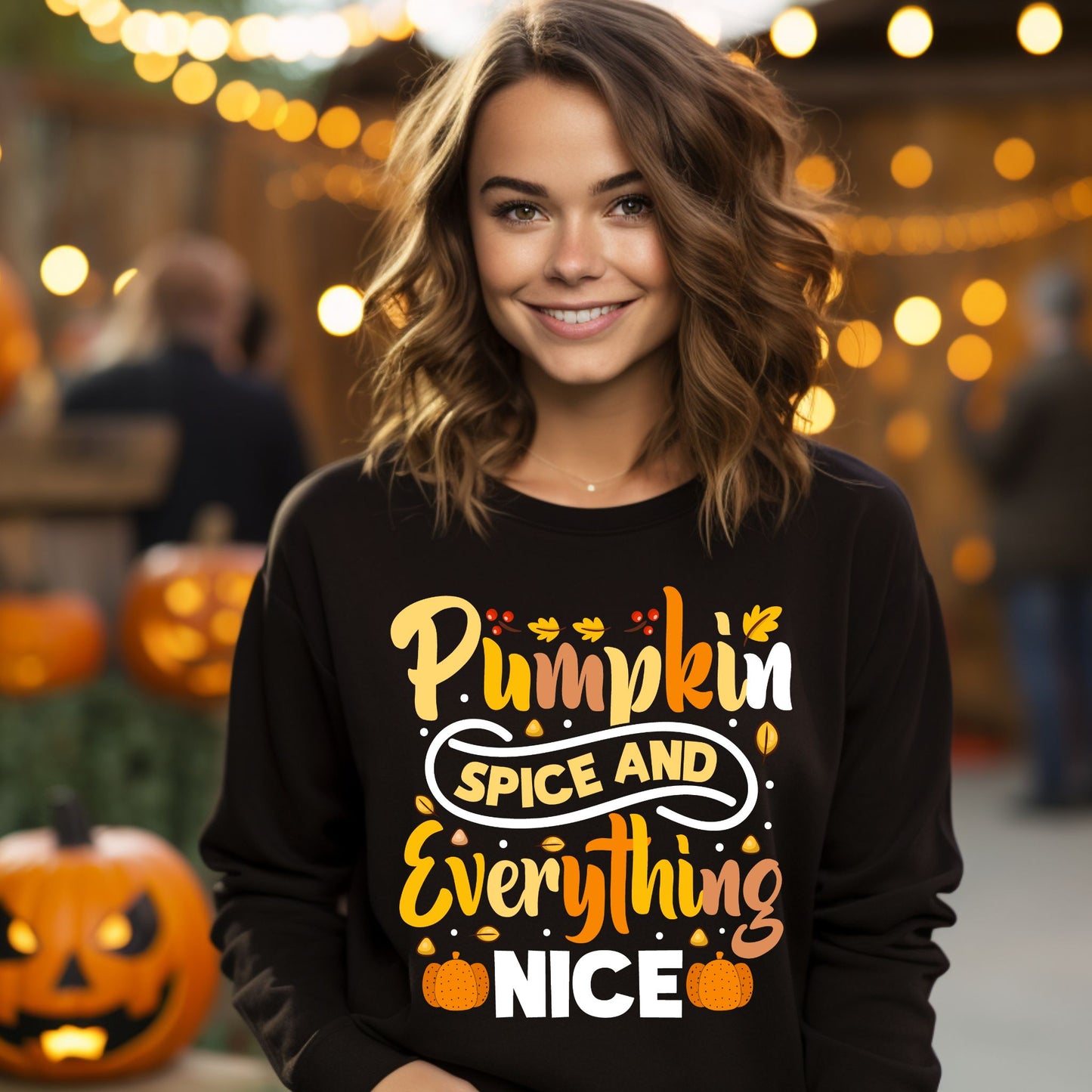 Pumpkin Spice and Everything Nice Shirt Cute Fall Sweatshirt Autumn Graphic Shirt for Pumpkin Lovers