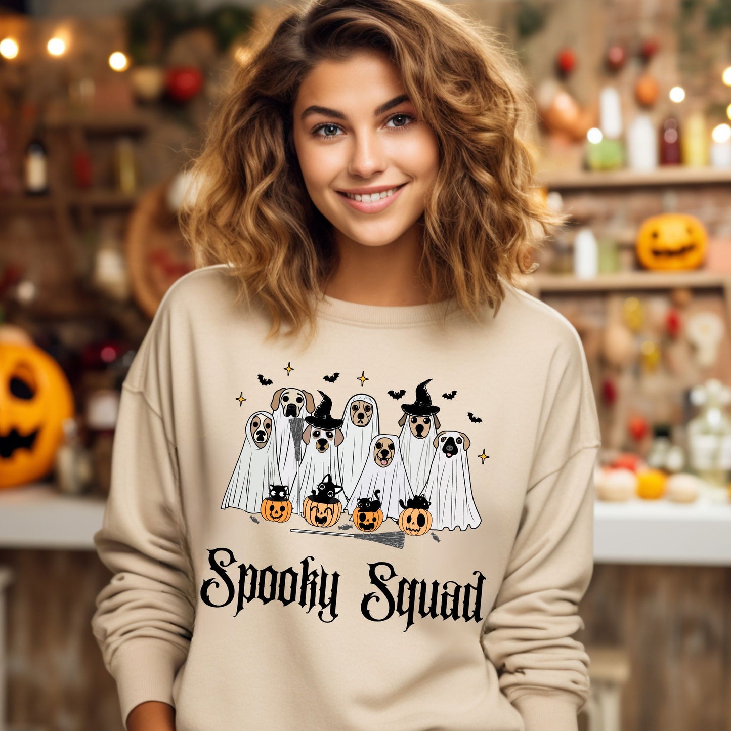 Spooky Squad Sweatshirt Funny Halloween Shirt Pet Lover Gift Cute Trick or Treat Sweatshirt Cute Halloween Top Ghost Shirt