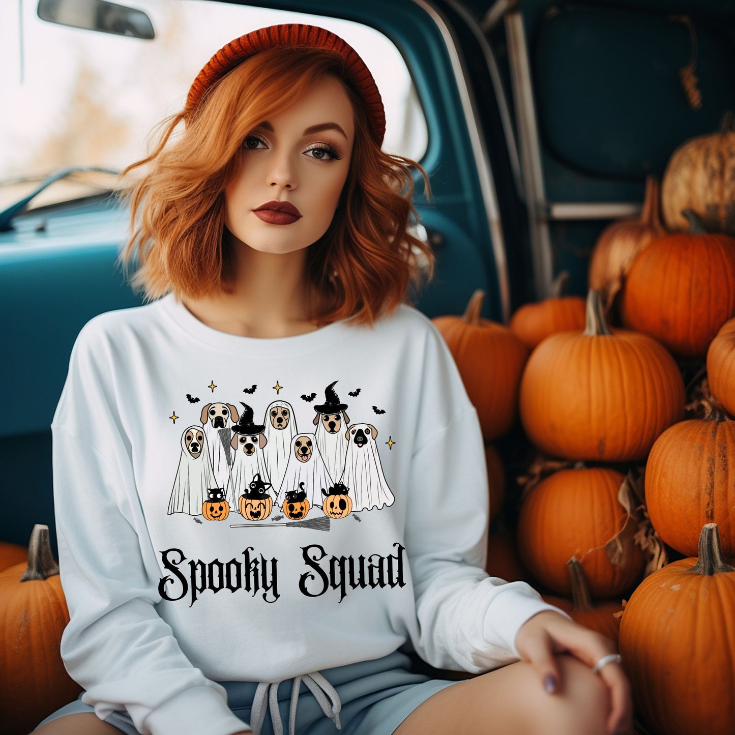 Spooky Squad Sweatshirt Funny Halloween Shirt Pet Lover Gift Cute Trick or Treat Sweatshirt Cute Halloween Top Ghost Shirt