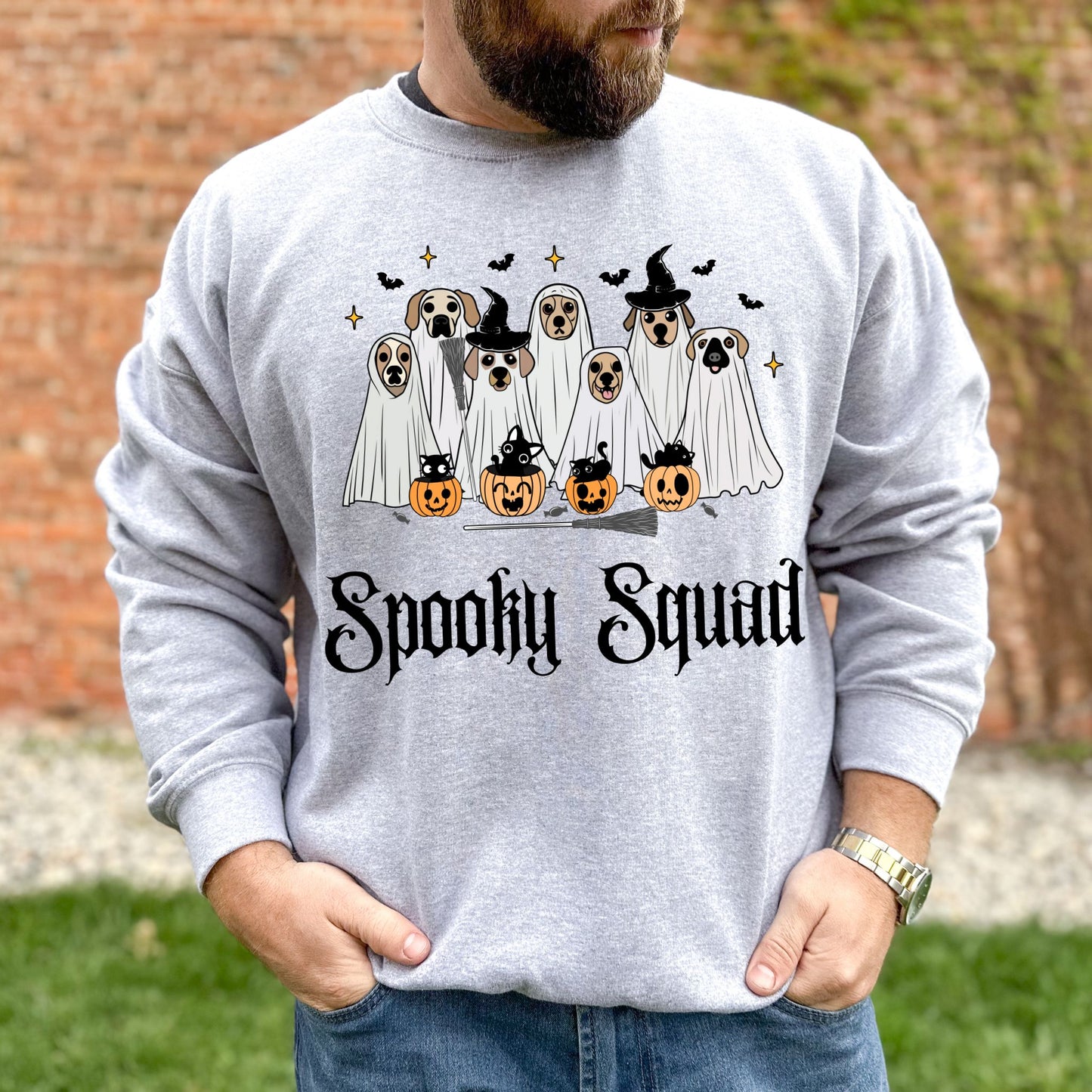 Spooky Squad Sweatshirt Funny Halloween Shirt Pet Lover Gift Cute Trick or Treat Sweatshirt Cute Halloween Top Ghost Shirt