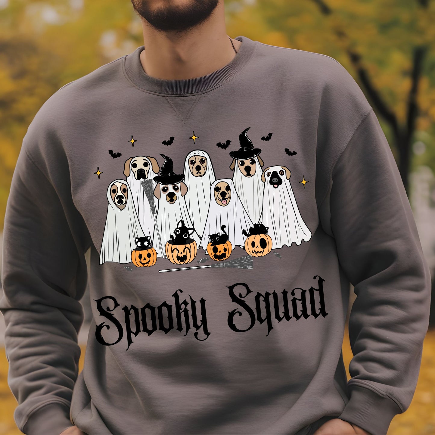 Spooky Squad Sweatshirt Funny Halloween Shirt Pet Lover Gift Cute Trick or Treat Sweatshirt Cute Halloween Top Ghost Shirt