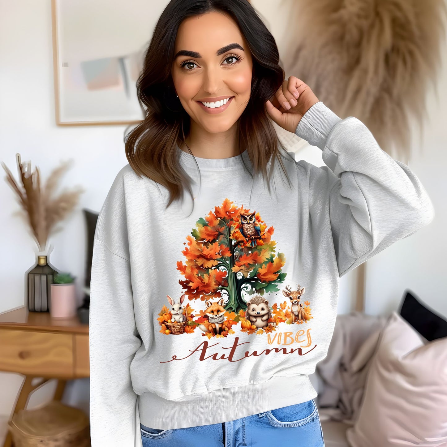 Autumn Vibes Sweatshirt Animal Lover Gift Woodland Animals Sweatshirt Animal Lover Shirt Cute Animal Sweatshirt