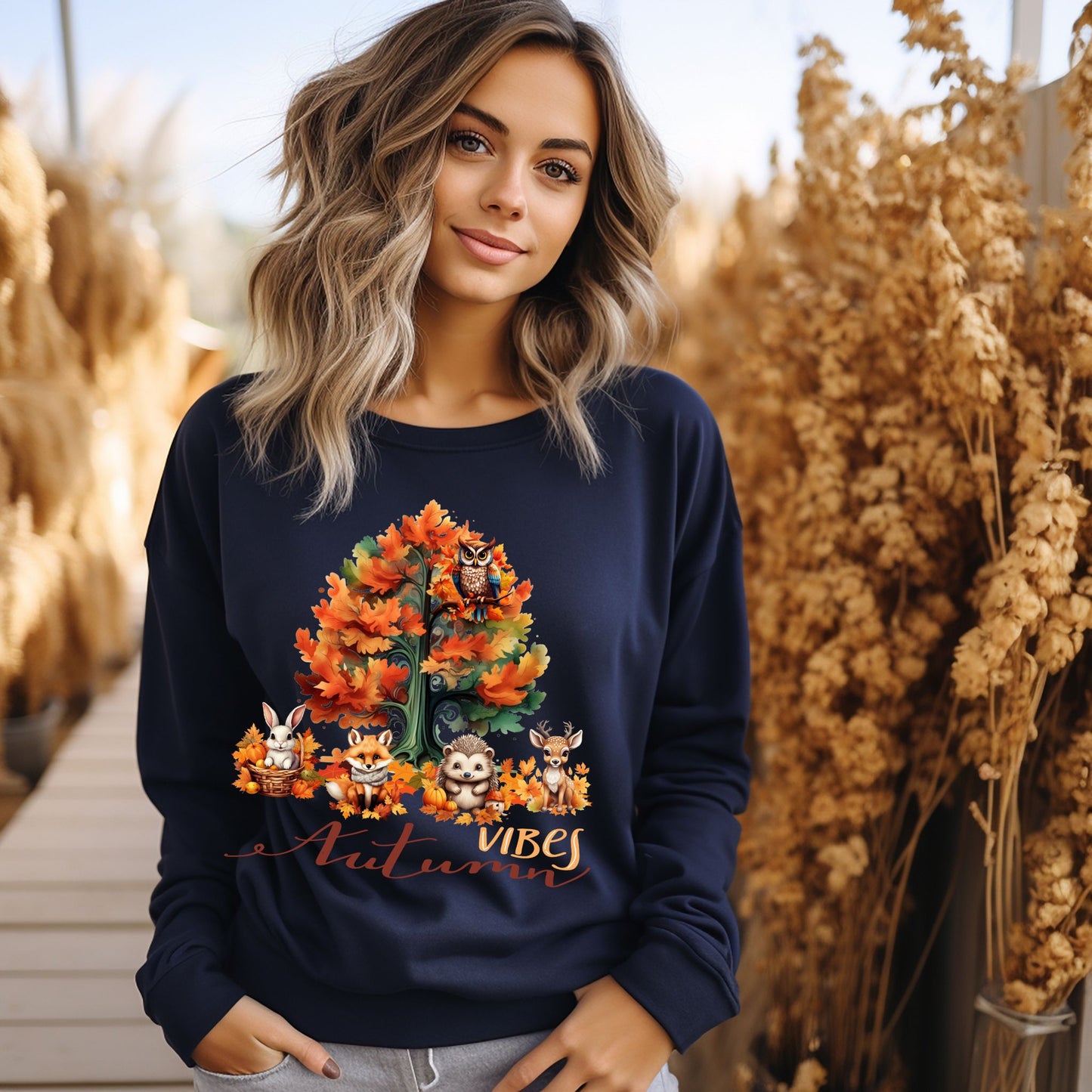 Autumn Vibes Sweatshirt Animal Lover Gift Woodland Animals Sweatshirt Animal Lover Shirt Cute Animal Sweatshirt