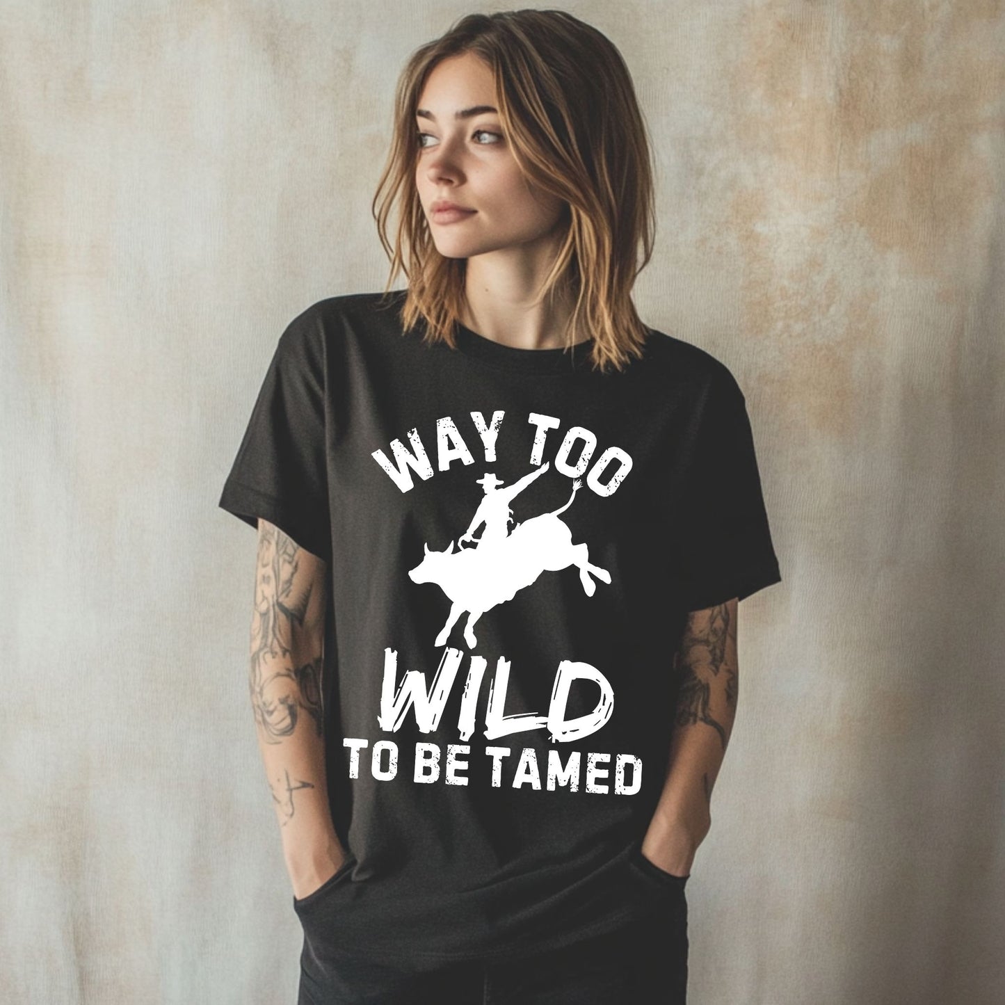 Way Too Wild To Be Tamed Rodeo-Inspired T-Shirt Western Cowboy Graphic Tee