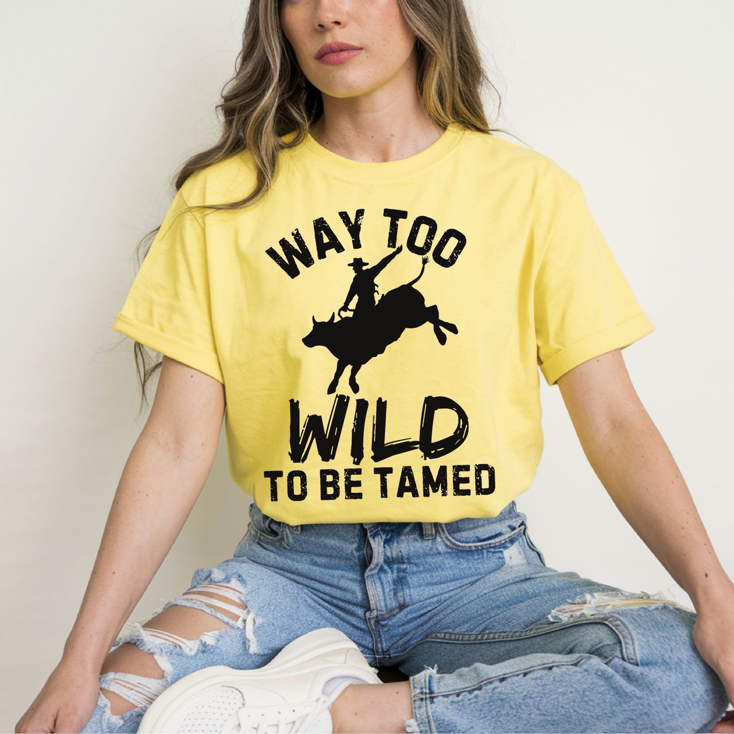 Way Too Wild To Be Tamed Rodeo-Inspired T-Shirt Western Cowboy Graphic Tee