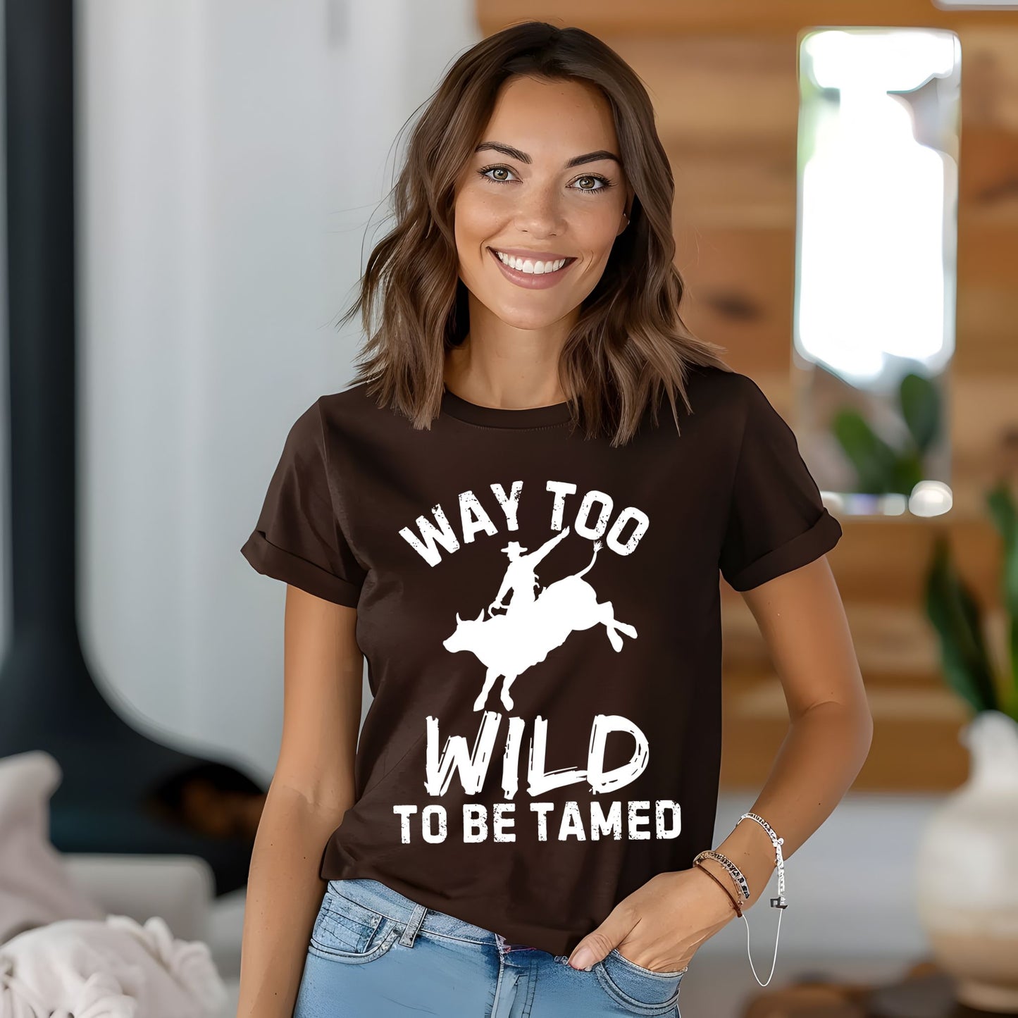 Way Too Wild To Be Tamed Rodeo-Inspired T-Shirt Western Cowboy Graphic Tee
