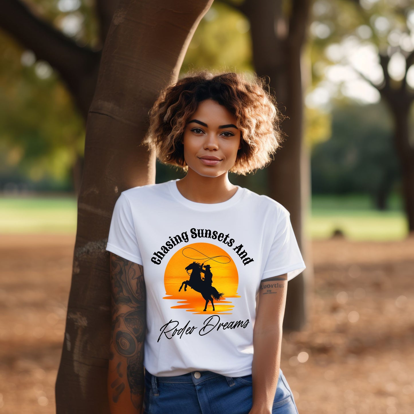 Chasing Sunsets and Rodeo Dreams T-Shirt, Western Apparel, Country Music Shirt, Cowboy Gift, Summer Outfit