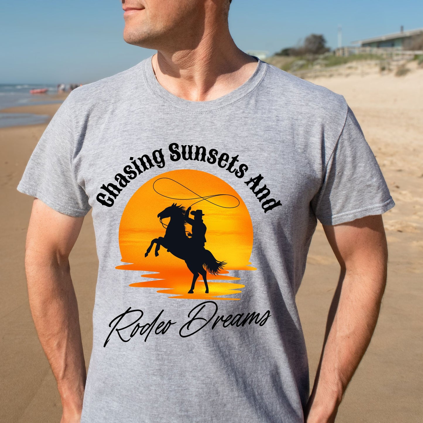 Chasing Sunsets and Rodeo Dreams T-Shirt, Western Apparel, Country Music Shirt, Cowboy Gift, Summer Outfit