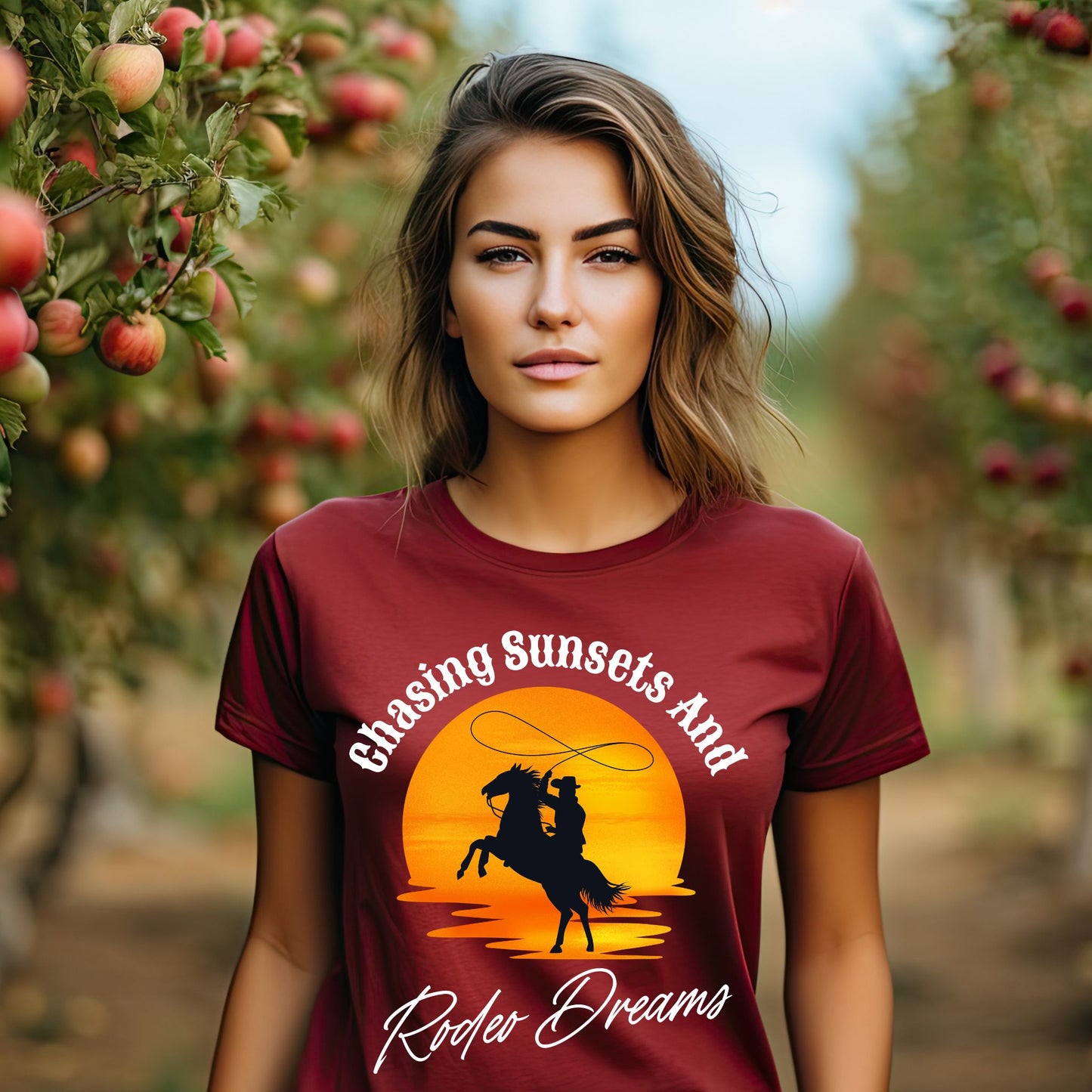 Chasing Sunsets and Rodeo Dreams T-Shirt, Western Apparel, Country Music Shirt, Cowboy Gift, Summer Outfit