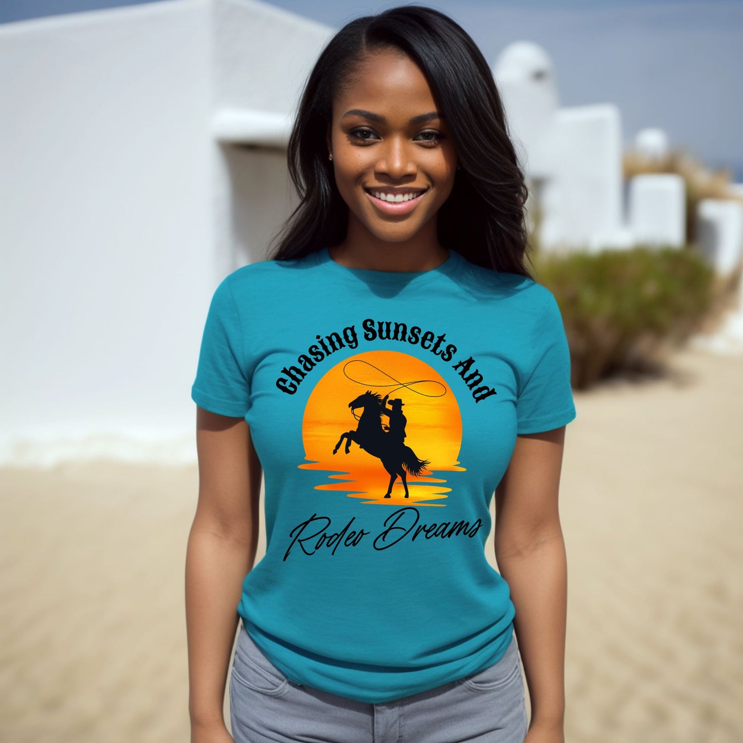 Chasing Sunsets and Rodeo Dreams T-Shirt, Western Apparel, Country Music Shirt, Cowboy Gift, Summer Outfit