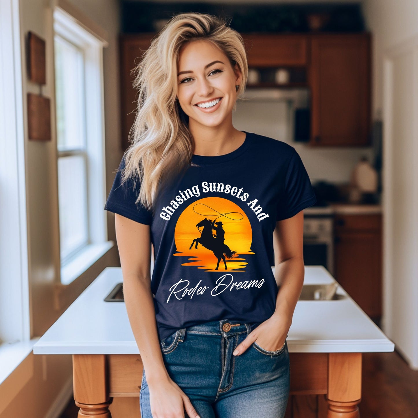 Chasing Sunsets and Rodeo Dreams T-Shirt, Western Apparel, Country Music Shirt, Cowboy Gift, Summer Outfit