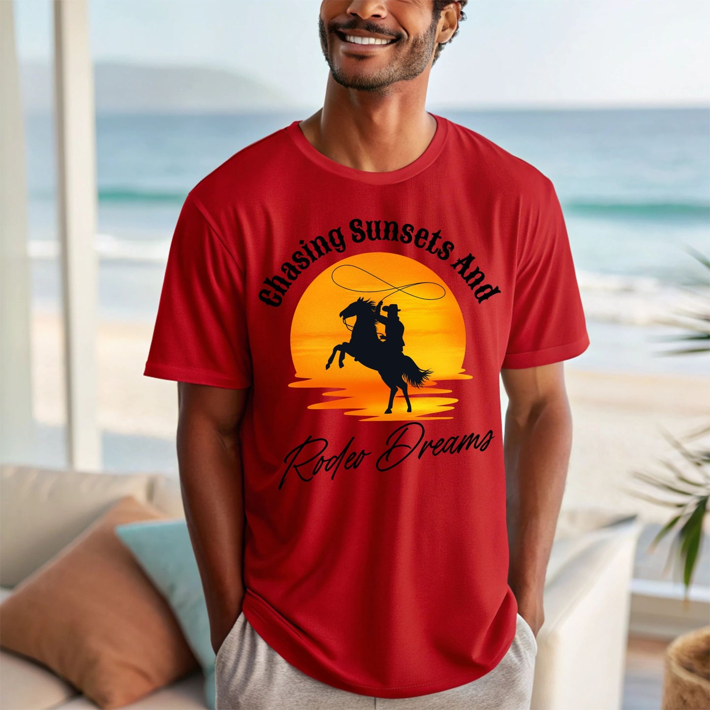 Chasing Sunsets and Rodeo Dreams T-Shirt, Western Apparel, Country Music Shirt, Cowboy Gift, Summer Outfit