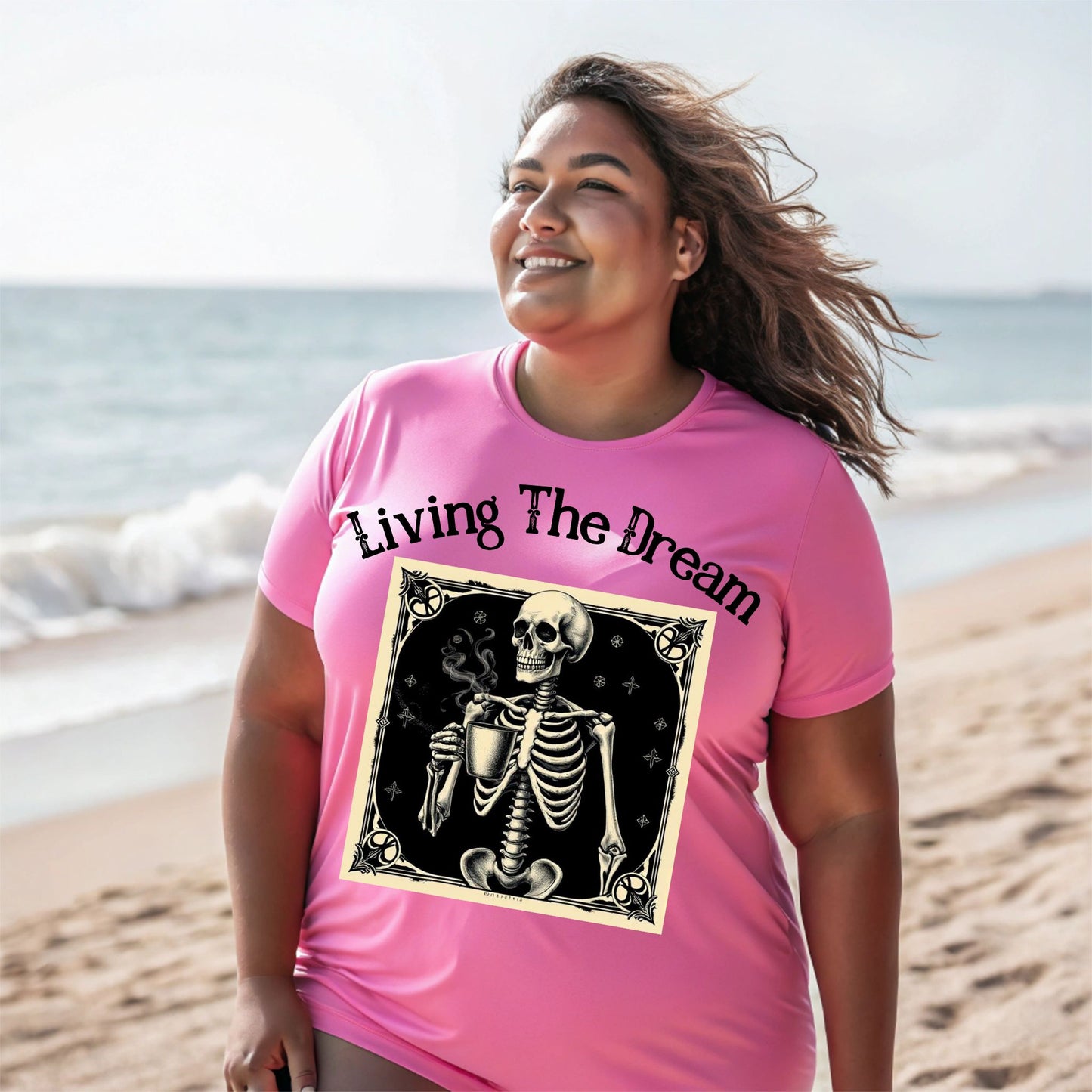 Skeleton Coffee Lover T-Shirt Vintage Goth Style, “Death Before Decaf”