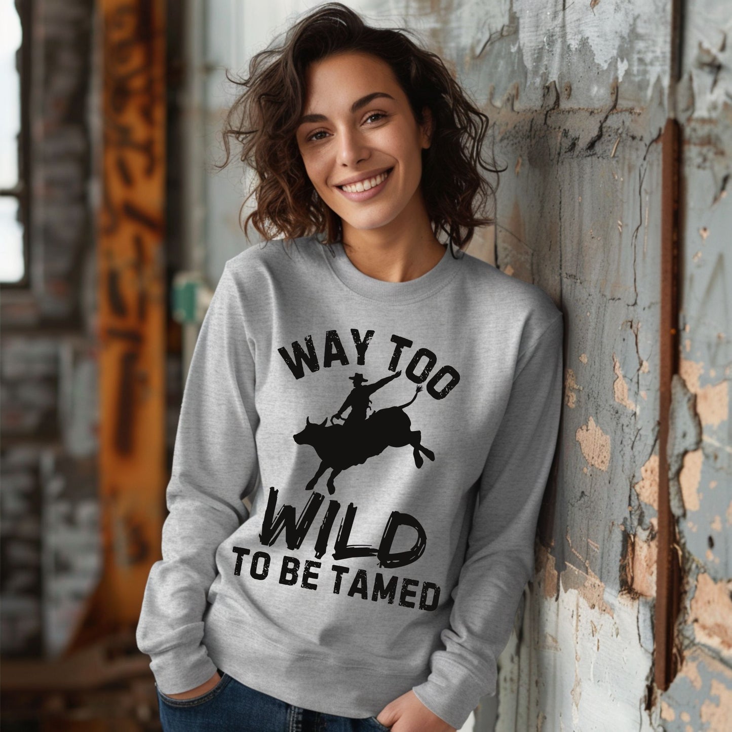 Way Too Wild To Be Tamed Rodeo-Inspired T-Shirt Western Cowboy Graphic Tee Long Sleeve Tee