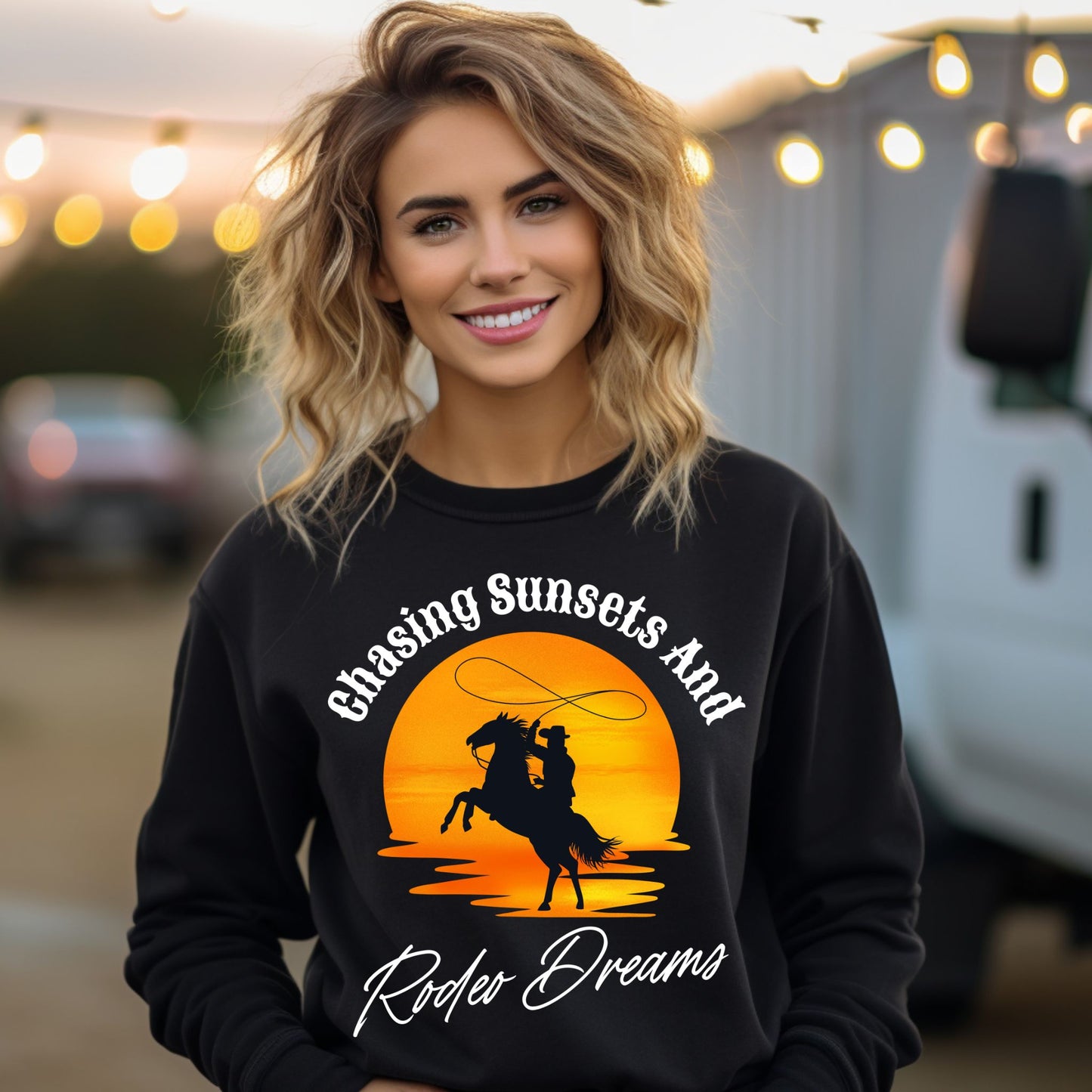 Chasing Sunsets and Rodeo Dreams Sweathirt, Western Apparel, Country Music Shirt, Cowboy Gift
