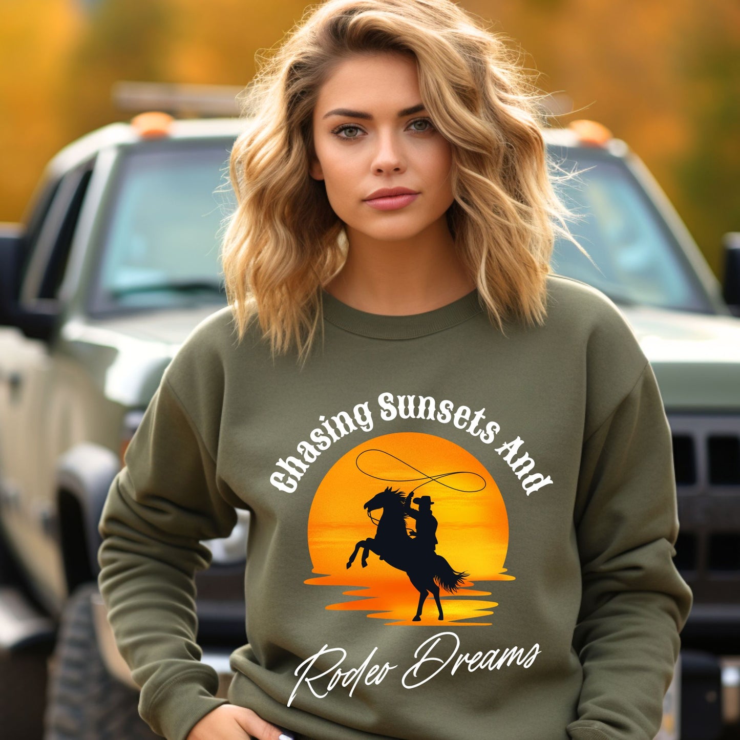 Chasing Sunsets and Rodeo Dreams Sweathirt, Western Apparel, Country Music Shirt, Cowboy Gift