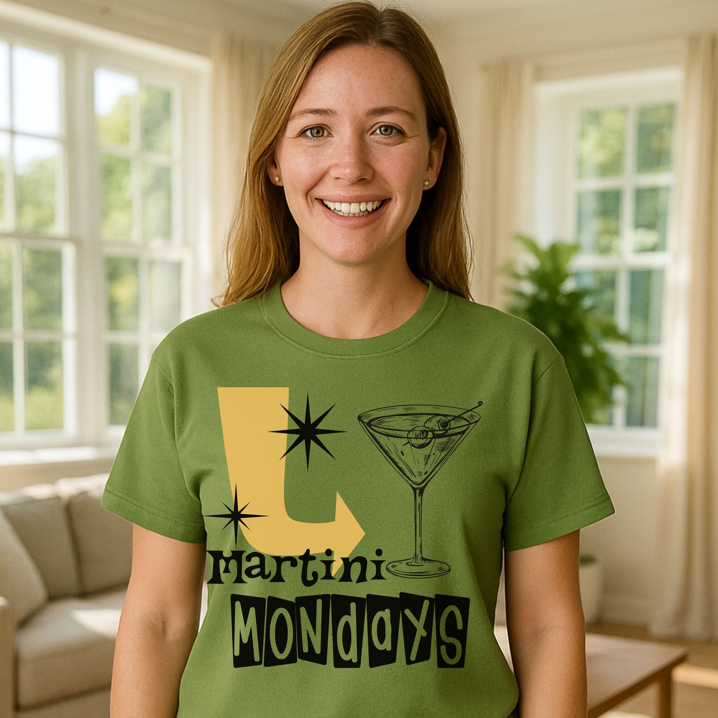 Retro Martini Cocktail T-Shirt, Martini Mondays, Funny Drink Shirt, Cocktail Lover Gift, Casual Party Tee, Weekend Vibes Apparel, Gift for Friends , Funny Vintage Happy Hour Tee